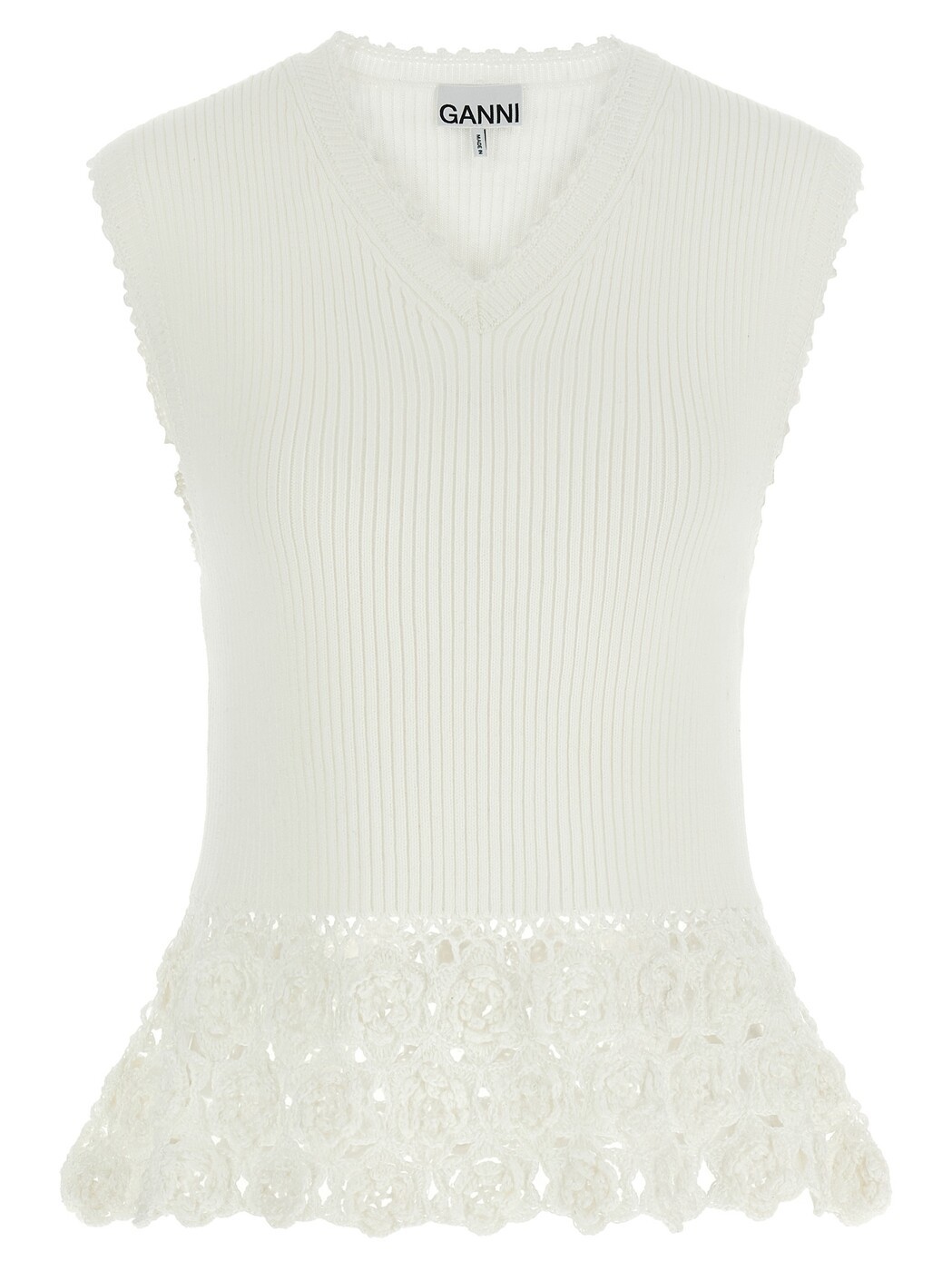 ガニー GANNI ジレ より良い レディース 白いこと Vests \u0027Cotton Crochet\u0027 vest A1070251135 White 関税 貨物輸送無料 2026SS ju