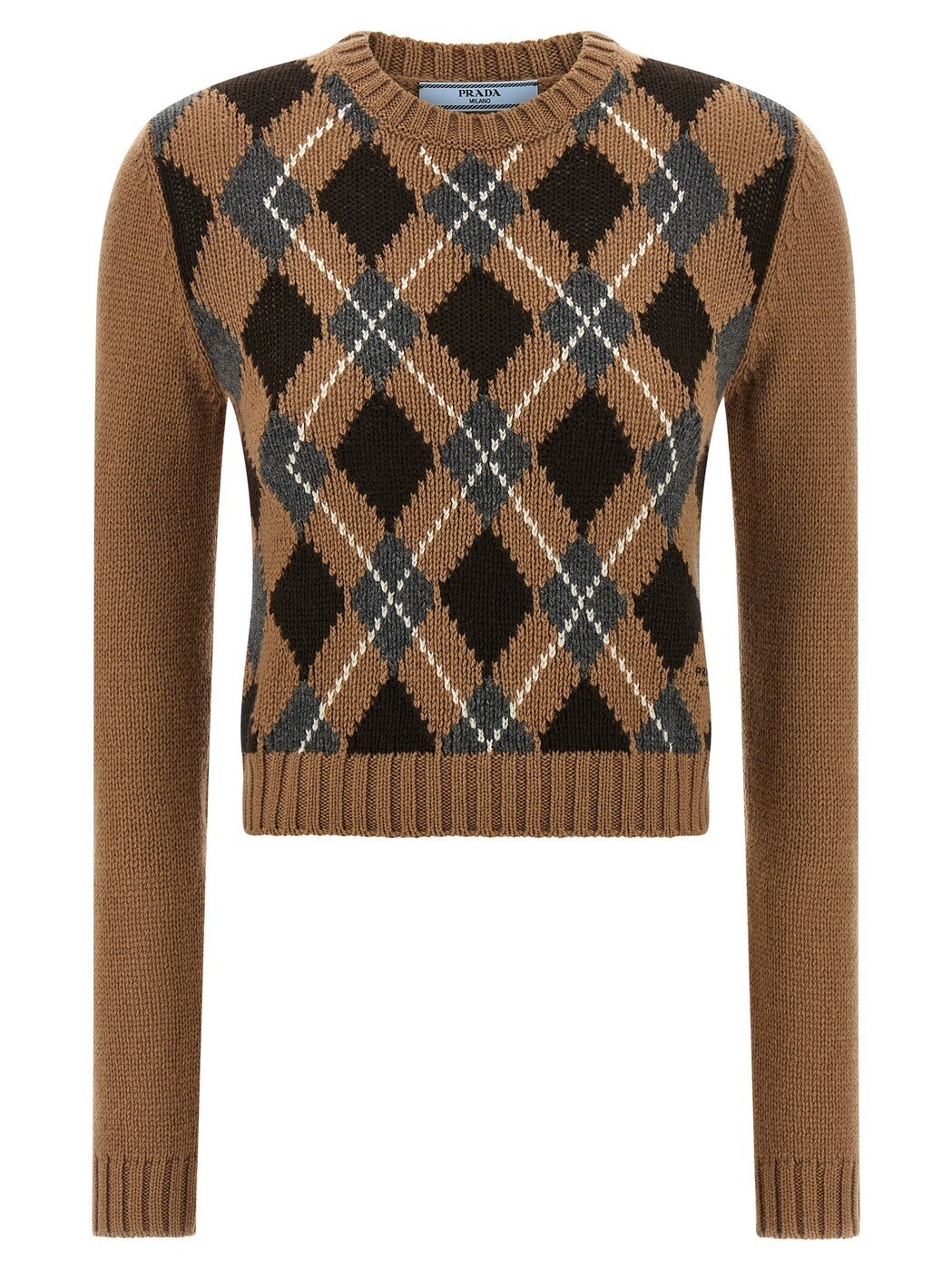 プラダ PRADA スウェーター 編み物お召しもの レディース 赤銅色 Knitwear Argyle sweater P24S2VSOOO172DF0040 Brown 関税 貨物輸送無料 2025AW ju