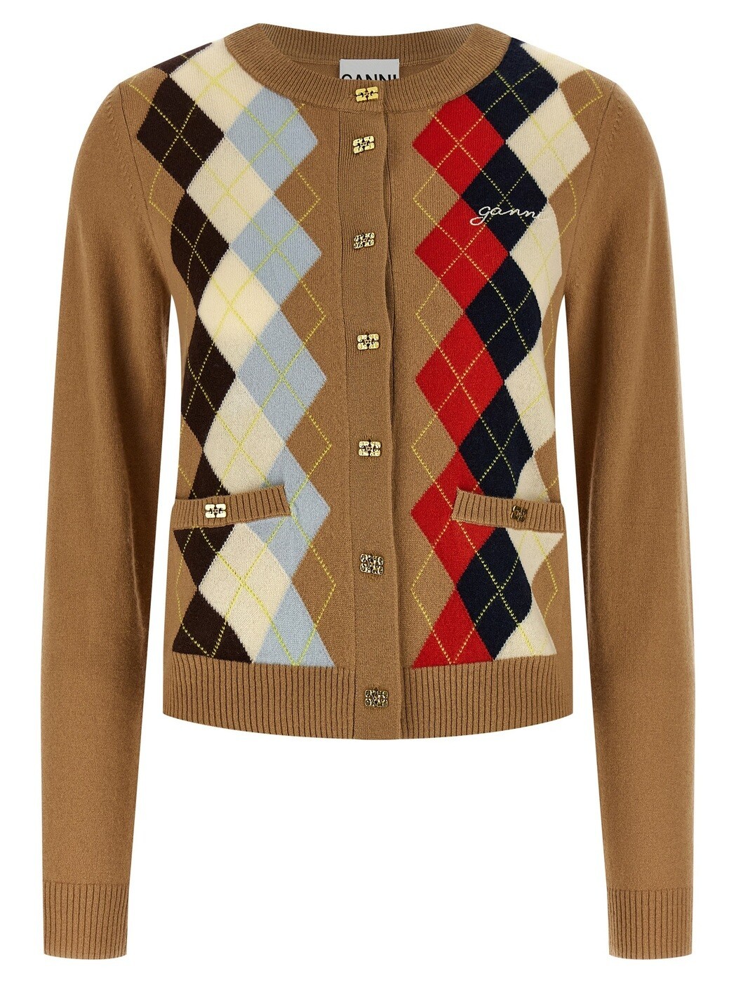 ガニー GANNI セーター ニットウェア レディース ベージュ Knitwear Diamond-shaped cardigan A107005502Q Beige 関税 送料無料 2026SS ju｜BRANDSHOP「il Tesoro」