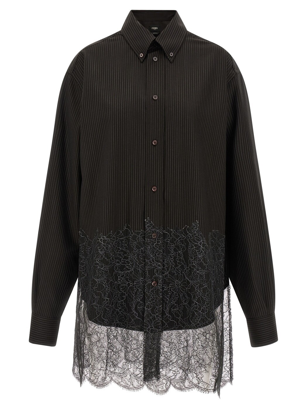 フェンディ FENDI シャツ メンズ ブラウン Shirts Wool and lace shirt FS1332AVK1F0DHP Brown 関税 送料無料 2025AW ju|BRANDSHOP「il Tesoro」