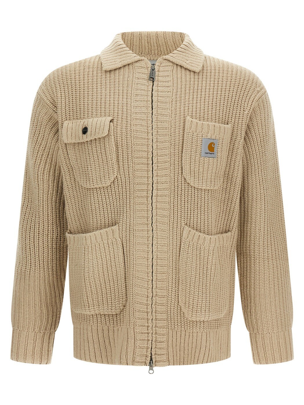 鉄道車両ハート形 ダブリューアイピー CARHARTT WIP プルオーバー 編み物御召しもの メンズ ベージュ Knitwear \u0027Chore\u0027 cardigan I0353992LPXX Beige 関税 貨物輸送無料 2025AW ju