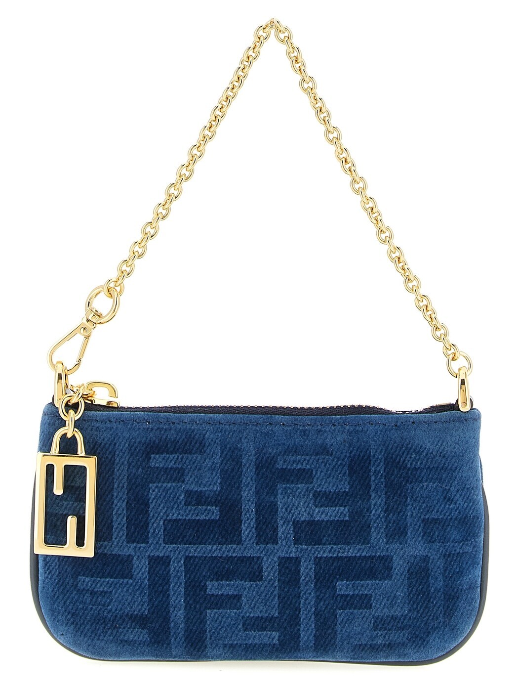 フェンディ FENDI 先端技術佩び物 流行り物小物 レディース 青色 Hi-tech accessories FF mini denim pouch 8M0535AW5HF1UJW Blue 関税 貨物輸送無料 2026SS ju