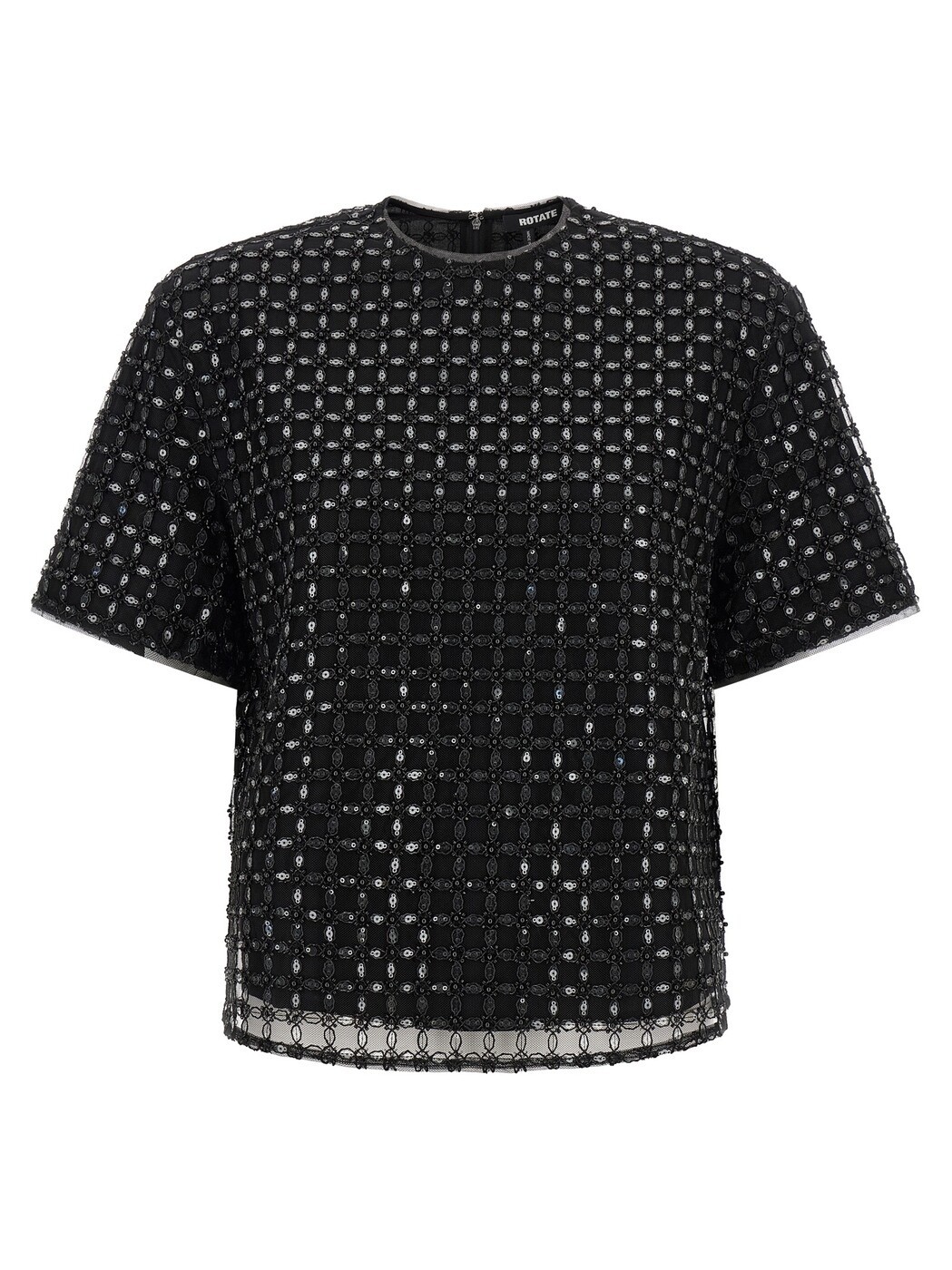 ローテート ROTATE BIRGER CHRISTENSEN Tシャツ トップス レディース ブラック T-shirts and tops 'Beaded Oversize' top 115155100100 Black 関税 送料無料 2026SS ju|BRANDSHOP「il Tesoro」