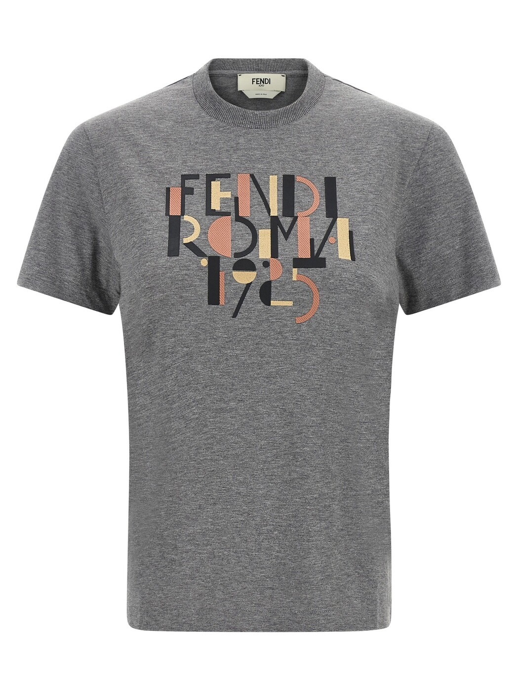 フェンディ FENDI スポーツシャツ プルオーバー レディース 薄墨色 T-shirts and polo shirts \u0027Fendi Roma 1925\u0027 T-shirt FS7254AVF8F0TAZ Gray 関税 貨物輸送無料 2025AW ju