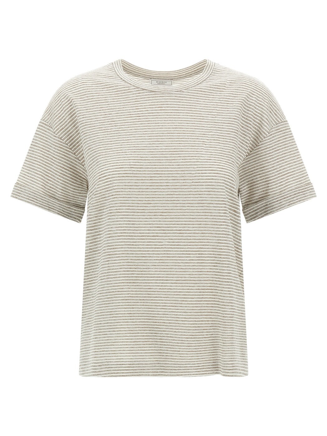 ペゼリコ PESERICO スポーツシャツ プルオーバー レディース ベージュ T-shirts and polo shirts Lame stripes t-shirt A06022J003139949 Beige 関税 貨物輸送無料 2026SS ju