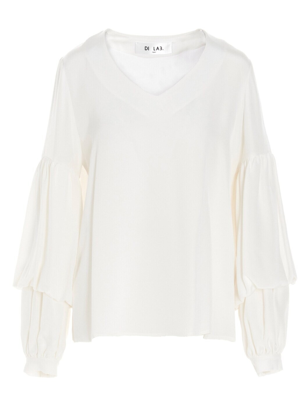 DI.LA3 PARI' シャツ レディース ホワイト Shirts Puff-sleeve silk shirt C02AVORIO White 関税 送料無料 2025SS ju|BRANDSHOP「il Tesoro」