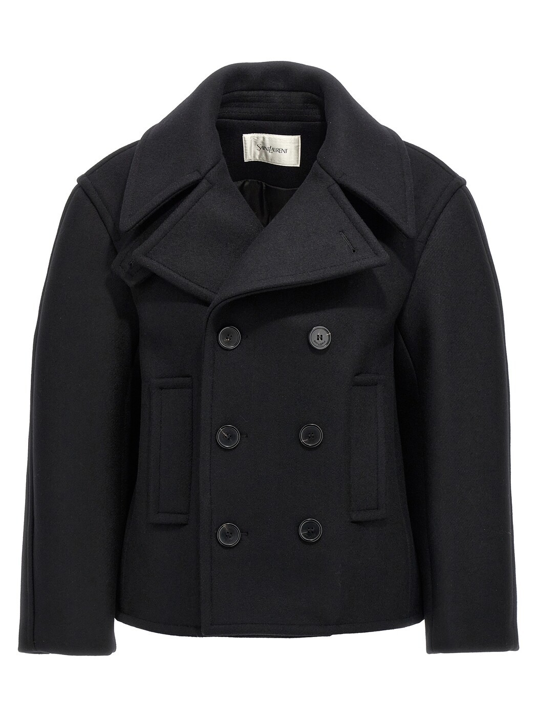 前日 サンローラン SAINT LAURENT PARIS トレンチコート 厚地の外套 レディース 黒いこと Coats and trench coats Oversized caban coat 810508Y080W1000 Black 関税 貨物輸送無料 2024AW ju