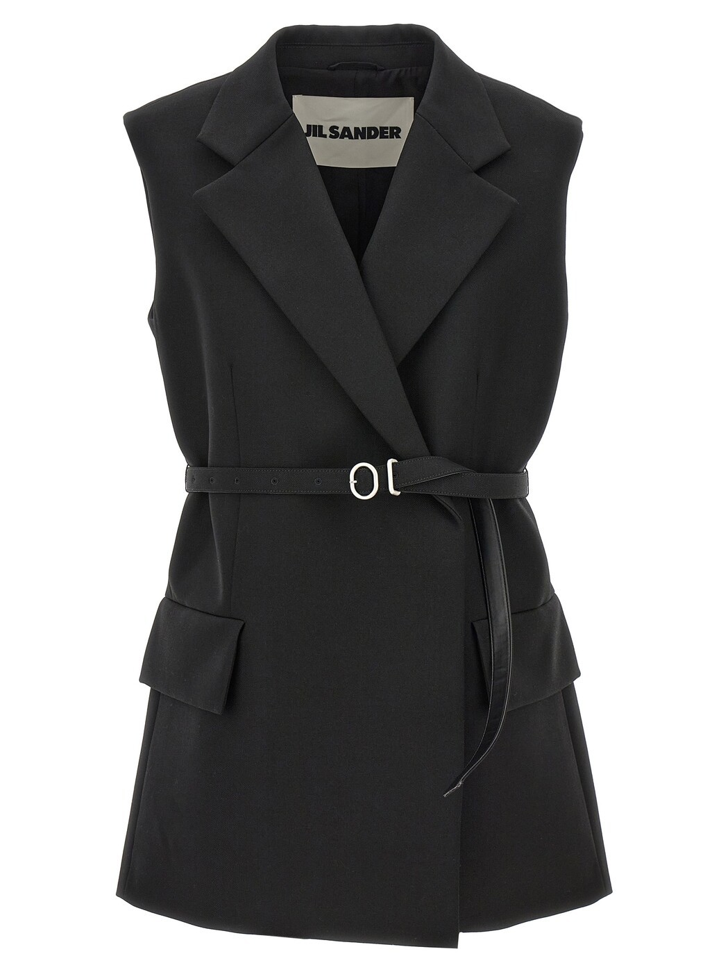 ジルサンダー JIL SANDER ジレ より良い レディース 黒いこと Vests Belt wool vest J02FB0118J40001001 Black 関税 貨物輸送無料 2024AW ju