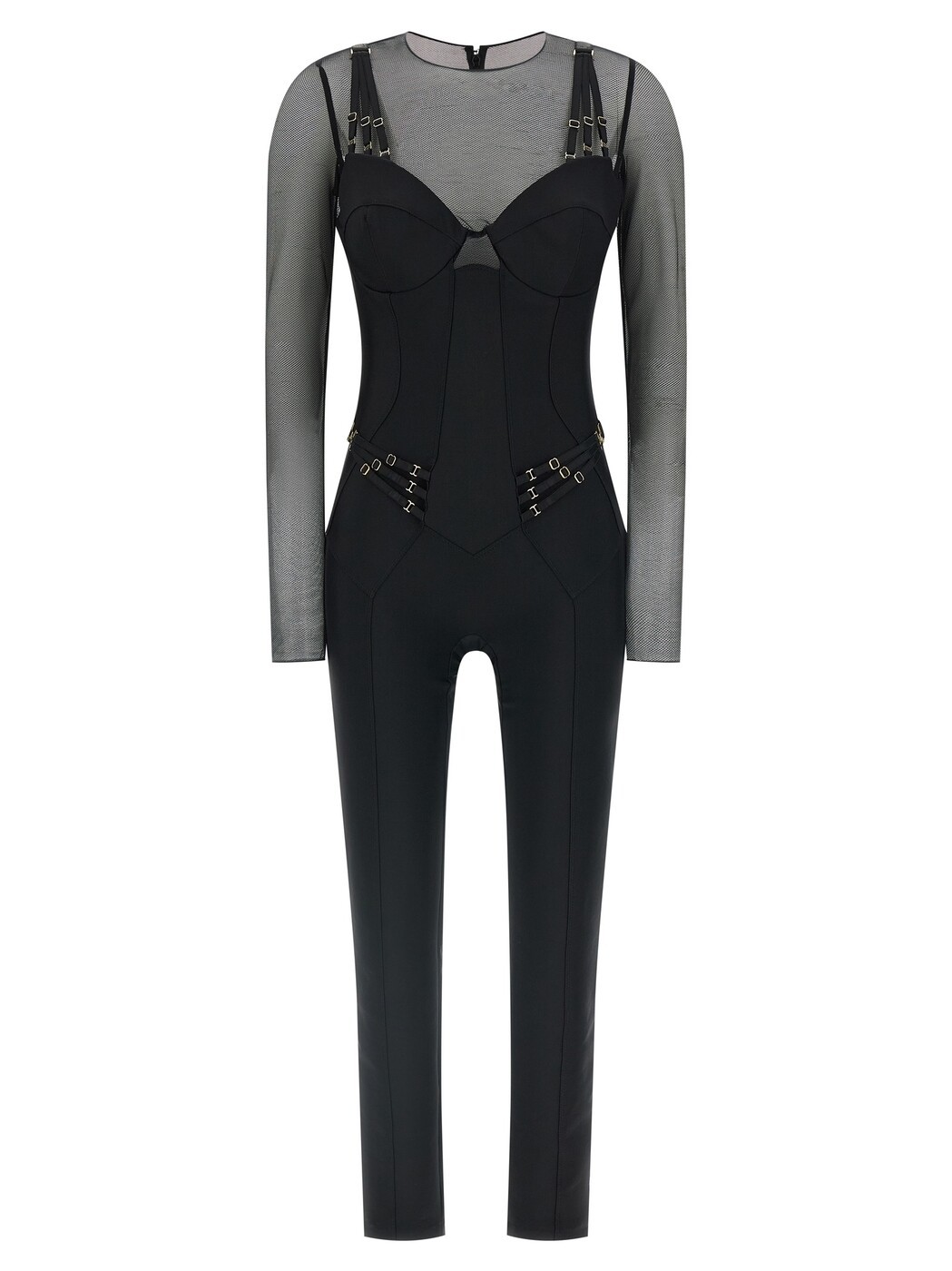 エリザベッタ フランキ ELISABETTA FRANCHI セットアップ オールインワン レディース 黒いこと Jumpsuits Jersey and tulle jumpsuit TU05661E2110 Black 関税 貨物輸送無料 2026SS ju