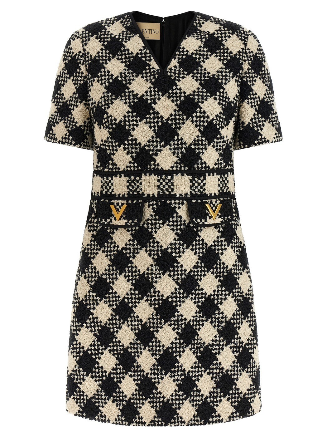 ヴァレンティノ ガラヴァーニ VALENTINO GARAVANI 衣裳 御召しもの レディース 白いこと Dresses Valentino Garavani Damier Tweed dress B3VAJ559WKR8E White/Black 関税 貨物輸送無料 2026SS ju