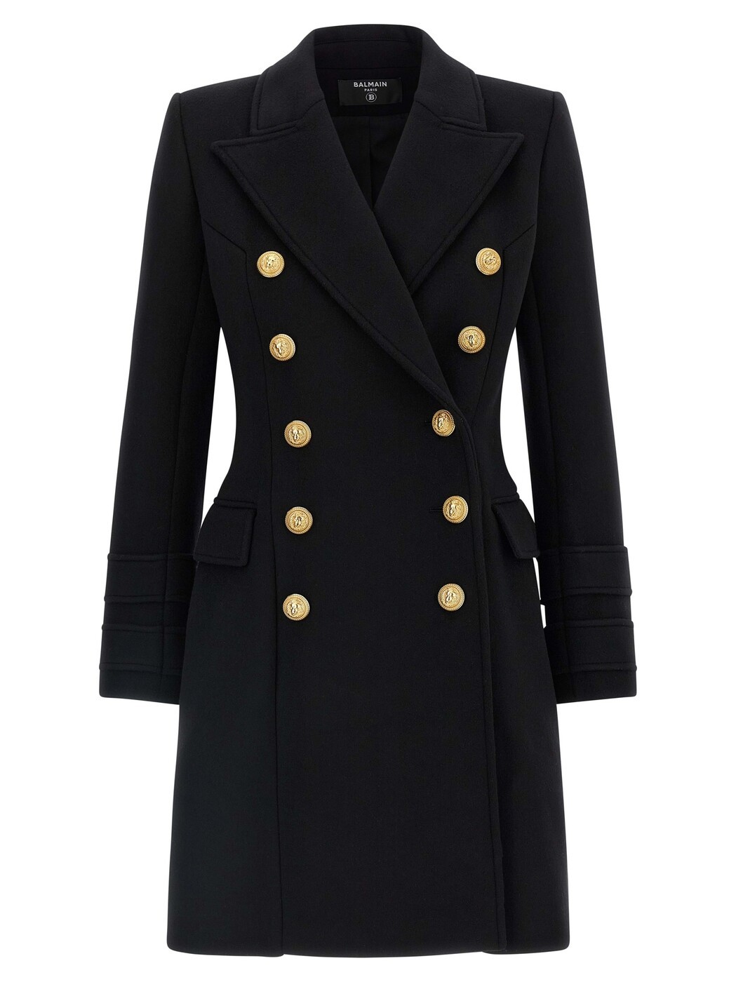 バルマン BALMAIN トレンチコート 厚地の外套 レディース 黒いこと Coats and trench coats \u002710 Bottoni\u0027 coat FF1UB065WB500PA Black 関税 貨物輸送無料 2025AW ju
