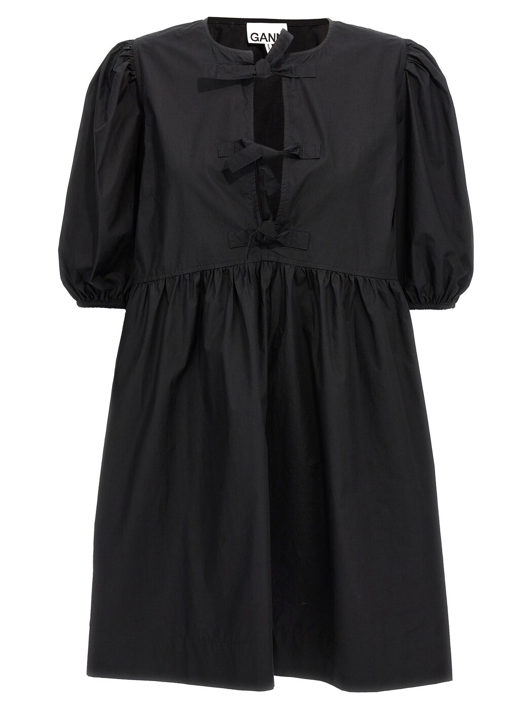 ガニー GANNI 衣裳 お召しもの レディース 黒いこと Dresses Knot poplin dress F9005099 Black 関税 貨物輸送無料 2025SS ju ドレス-レディースファッション