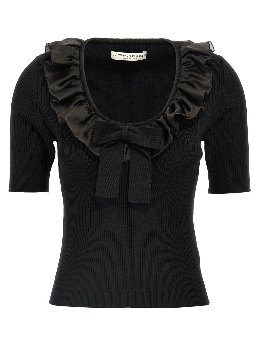 アレッサンドラ リッチ ALESSANDRA RICH ポロシャツ Tシャツ レディース ブラック T-shirts and polo shirts Ruffle t-shirt FABX4045K45140060 Black 関税 送料無料 2025SS ju|BRANDSHOP「il Tesoro」