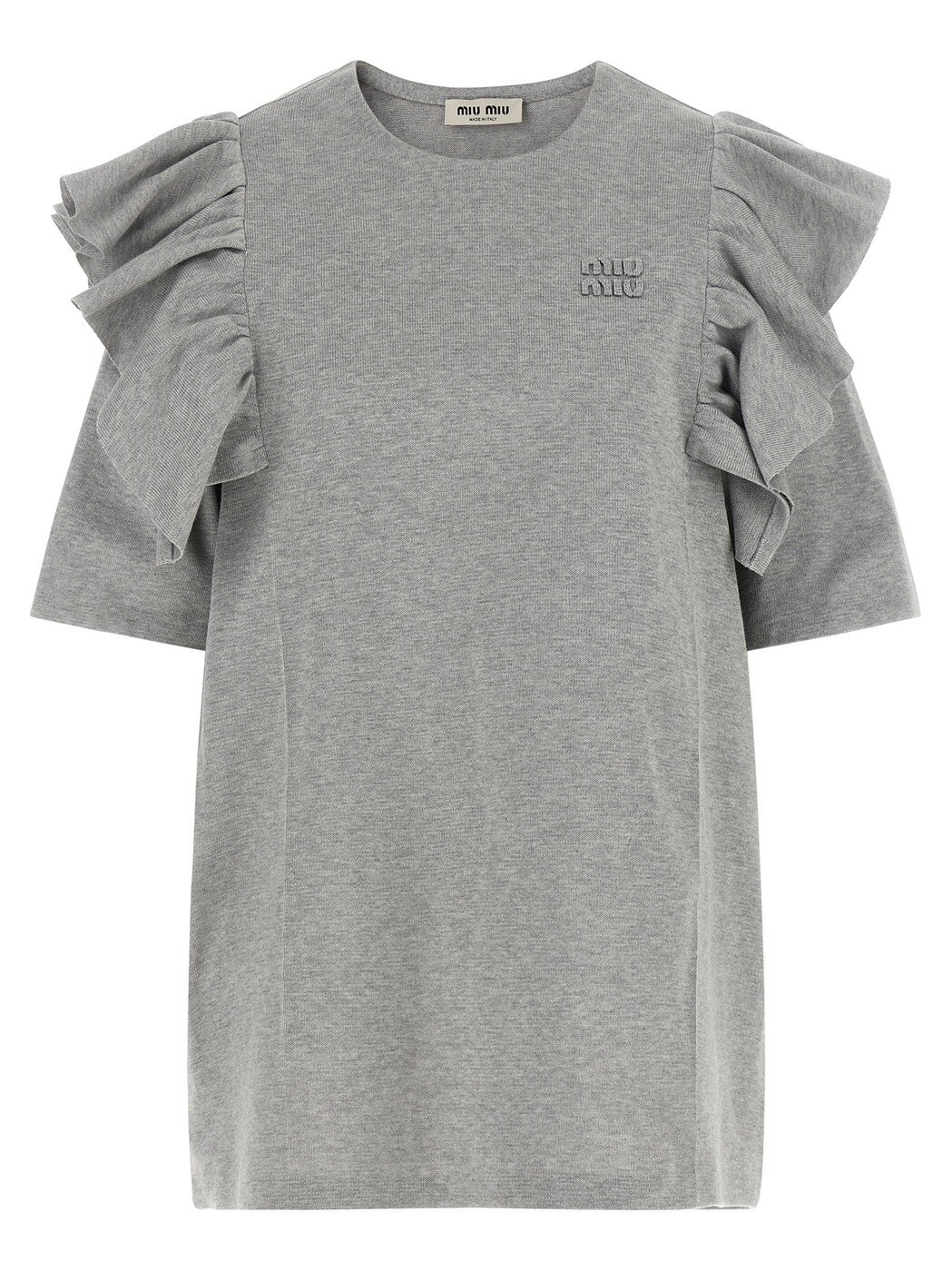 ミュウ ミュウ MIU MIU 衣裳 御召しもの レディース 薄墨色 Dresses Ruffle dress MMA932SOOO19PMF0K44 Gray 関税 貨物輸送無料 2026SS ju