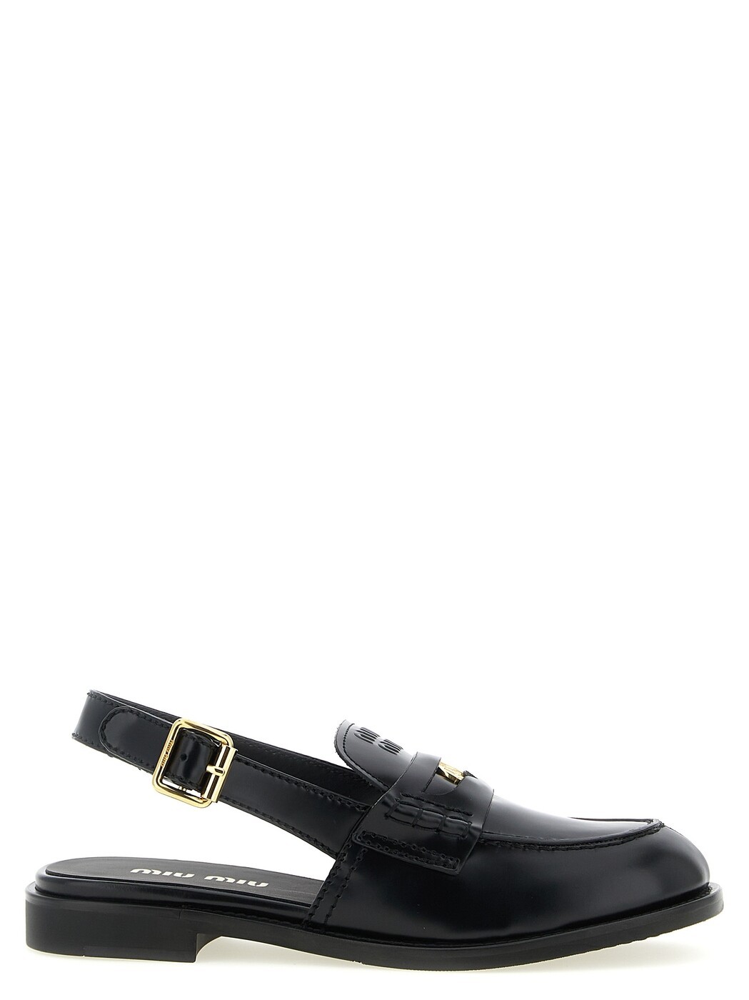 ミュウ ミュウ MIU MIU 木目細かシューズ 木目細かシューズ レディース 黒いこと Flat Shoes \u0027Penny Loafers\u0027 sabots 5D561EF020ULXF0002 Black 関税 貨物輸送無料 2026SS ju