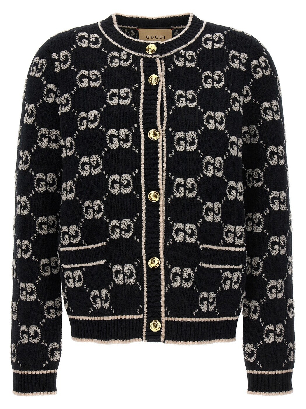 グッチ GUCCI プルオーバー 編み物御召しもの レディース 白いこと Knitwear Cardigan logo GG 713300XKCNA1289 White/Black 関税 貨物輸送無料 2026SS ju