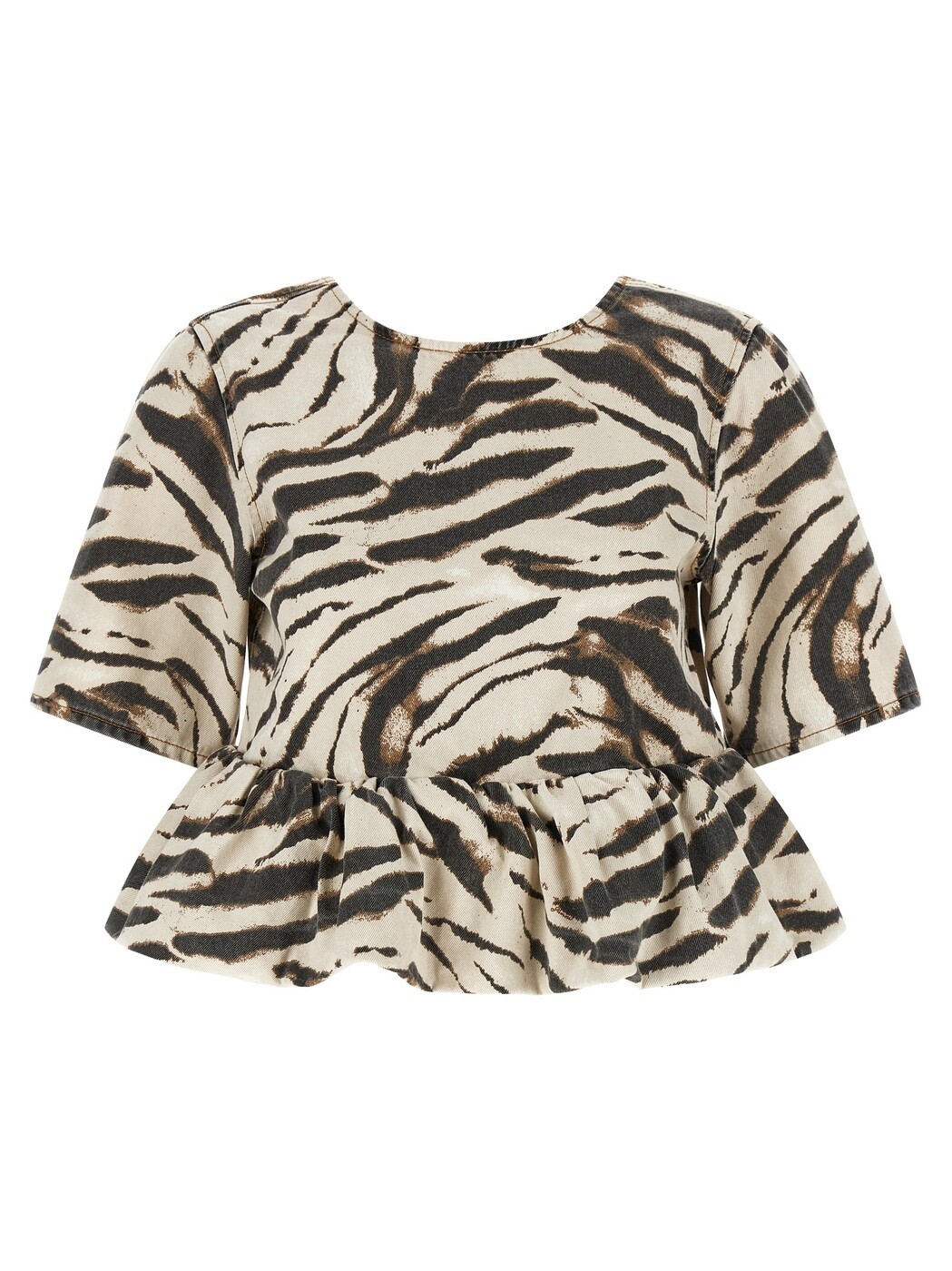 ガニー GANNI プルオーバー トップス レディース マルチ色合い T-shirts and tops \u0027Zebra Denim\u0027 top A1040300135 Multicolor 関税 貨物輸送無料 2026AW ju