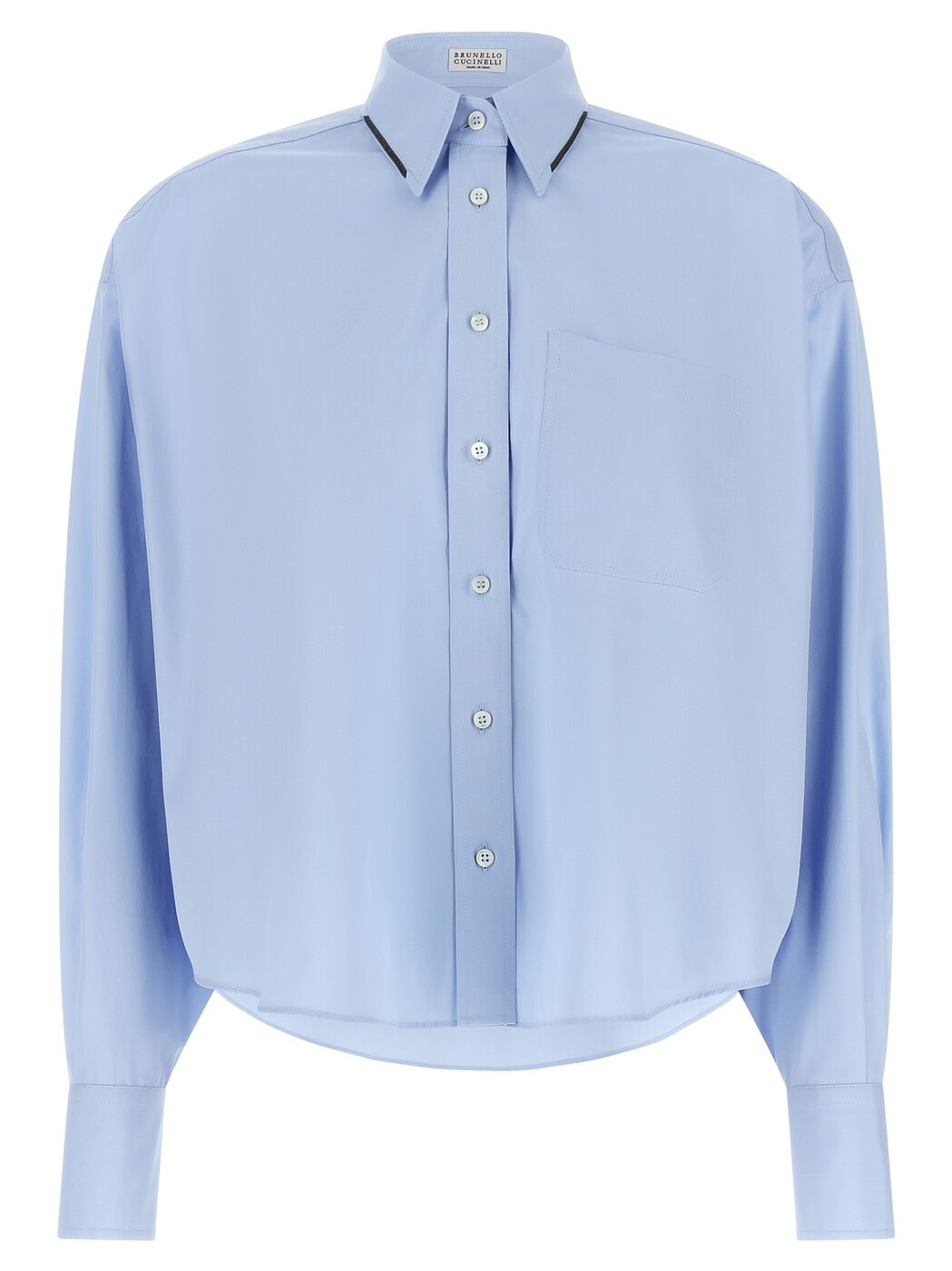 ブルネロクチネリ BRUNELLO CUCINELLI シャツ レディース ブルー Shirts 'Shiny Trim' shirt MH772M1O16C172 Light Blue 関税 送料無料 2026AW ju|BRANDSHOP「il Tesoro」