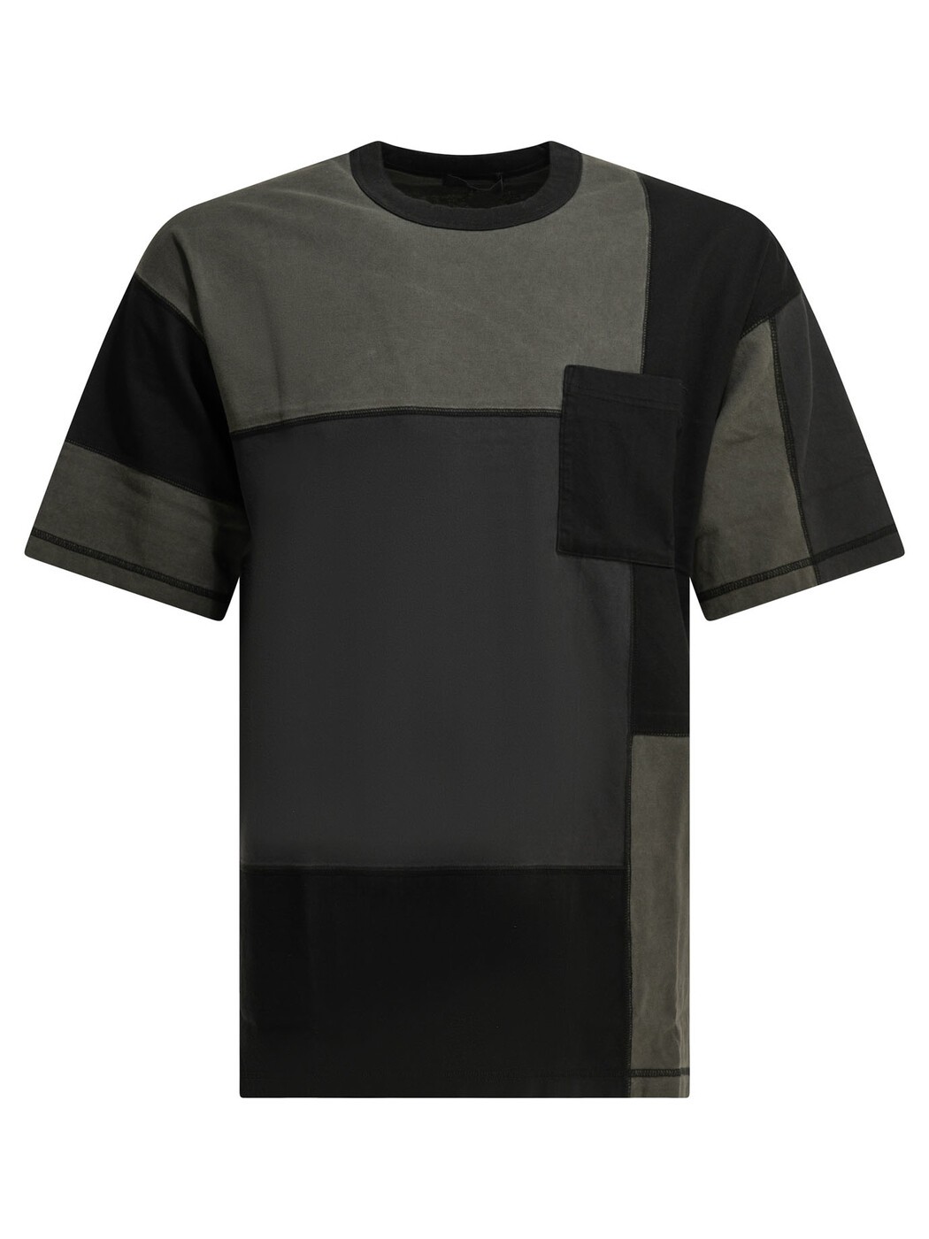 コム・デ・ギャルソン・オム COMME DES GARCONS HOMME プルオーバー メンズ 黒いこと T-shirts Patchwork crewneck t-shirt HQ-T014-S261 BLACK MIX Black 関税 貨物輸送無料 2026SS vi