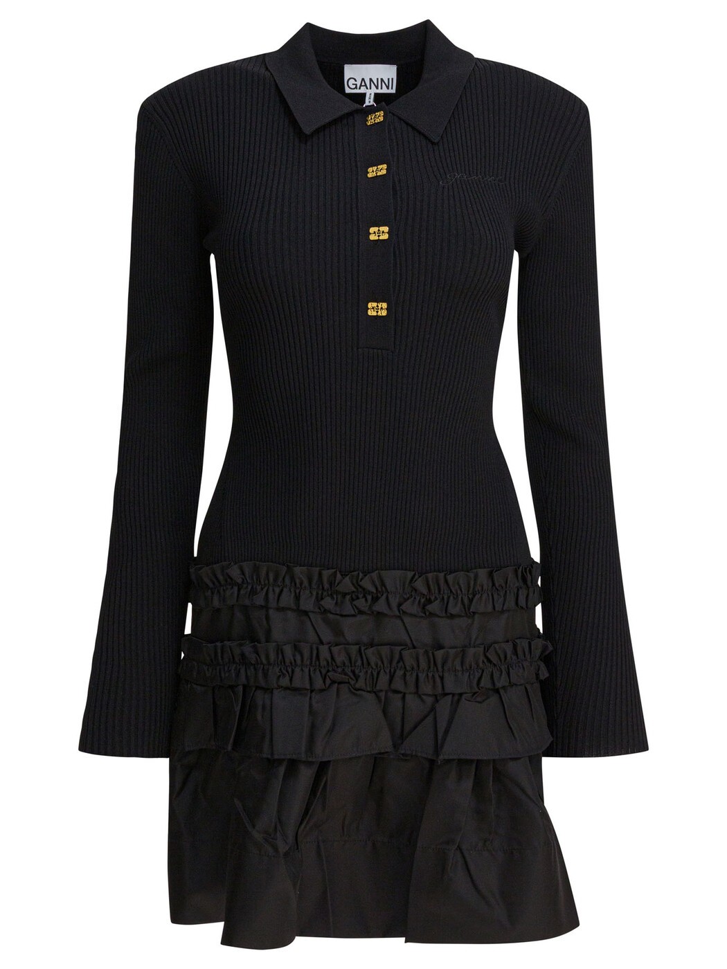 ガニー GANNI ワンピース ドレス レディース ブラック Dresses Flared dress K2523099 Black 関税 送料無料 2025AW vi｜BRANDSHOP「il Tesoro」 42,660円