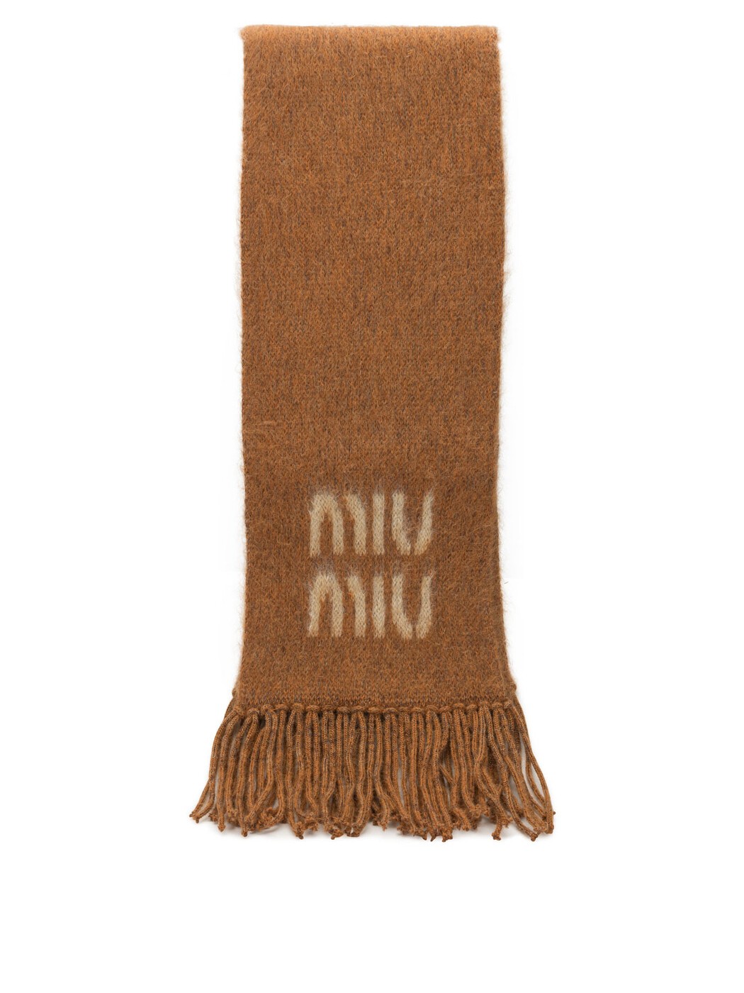 ミュウ ミュウ MIU MIU 先端技術添え物 流行り物小物 レディース オレンジ色 Hi-tech accessories Merino wool scarf with logo 5FS0622CQDF0033 Orange 関税 貨物輸送無料 2025AW vi