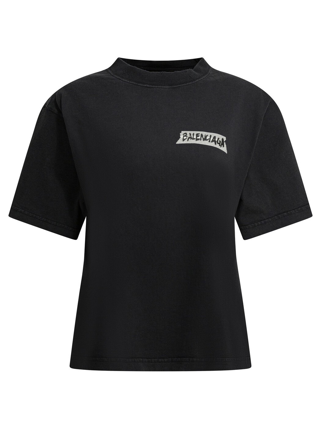 バレンシアガ BALENCIAGA スポーツシャツ プルオーバー レディース 黒いこと T-shirts and polo shirts \"Masking Tape\"" T-shirt 850990TTVL61041 Black 関税 貨物輸送無料 2026SS vi"
