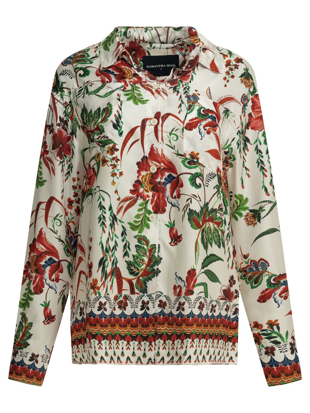 サマンサスン SAMANTHA SUNG シャツ レディース ホワイト Shirts Shirts CAMICIA PIGIAMAASIAN BOTANICWHITE White 関税 送料無料 2026SS vi｜BRANDSHOP「il Tesoro」