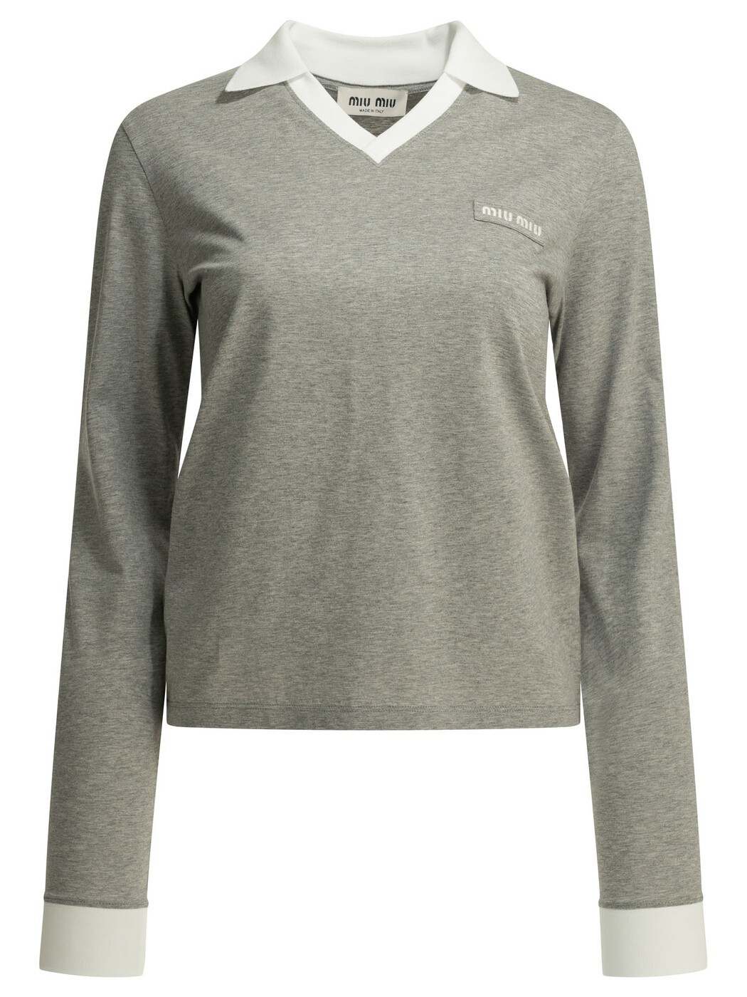 ミュウ ミュウ MIU MIU スポーツシャツ レディース 薄墨色 Polo Buttonless polo shirt with logo MJLA57192QF052N S OOO Grey 関税 貨物輸送無料 2026AW vi