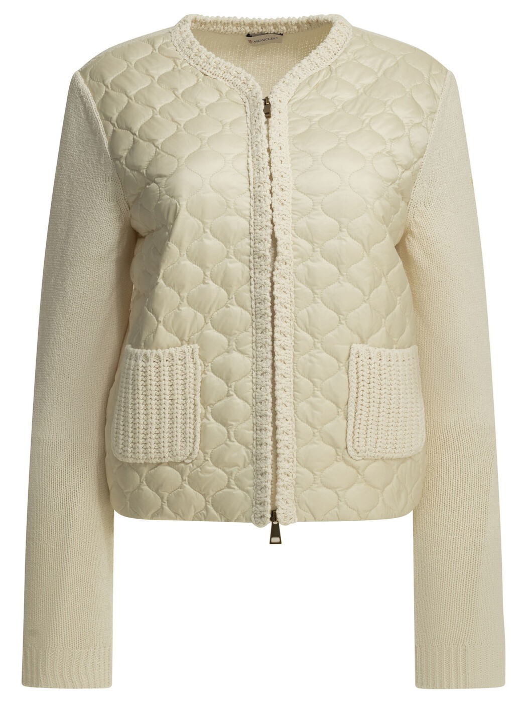 モンク線路 MONCLER スウェーター 編み物お召しもの レディース 白いこと Knitwear Quilted cotton cardigan 9B00036-M5670034 White 関税 貨物輸送無料 2026AW vi