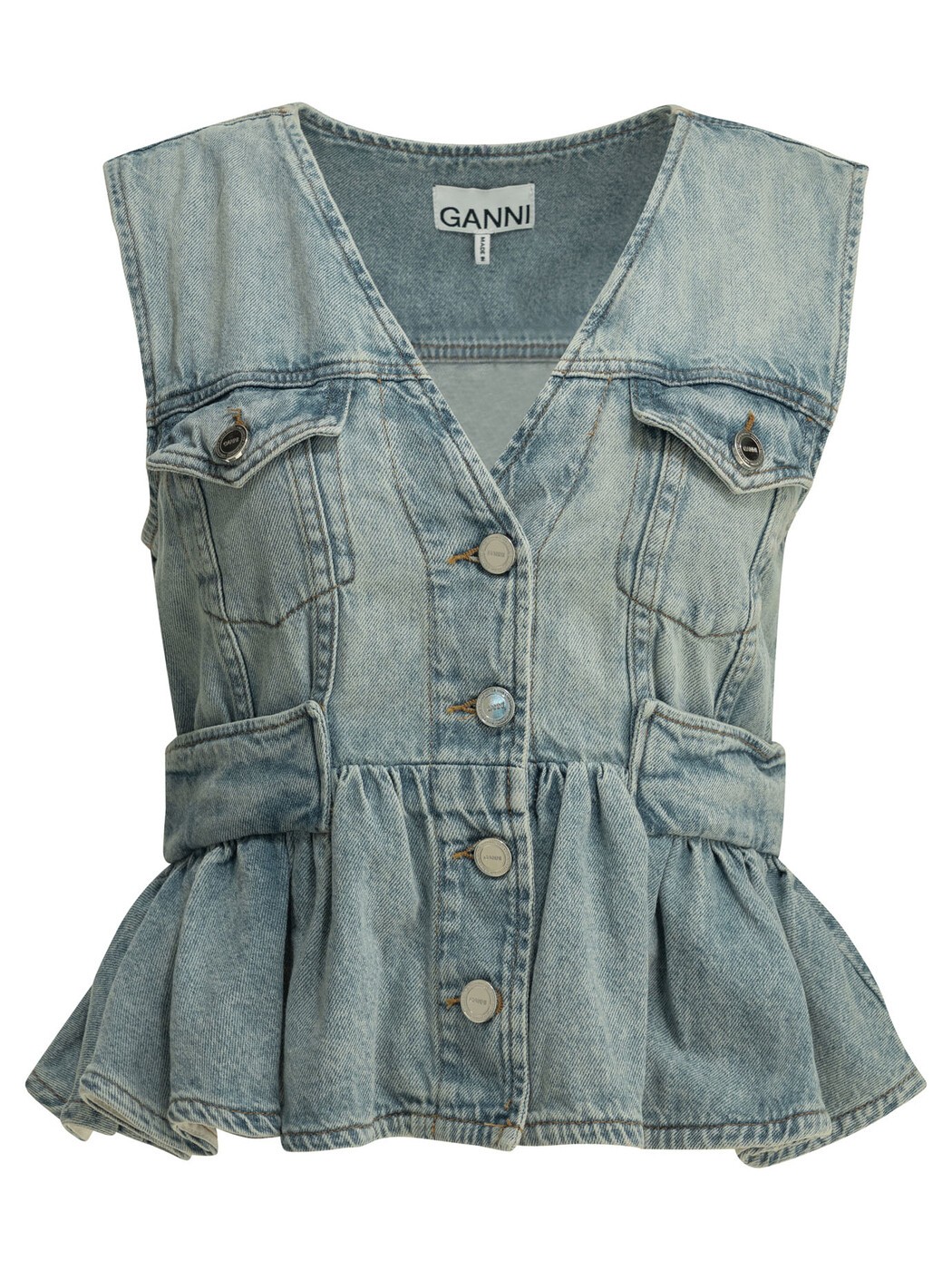 ガニー GANNI Tシャツ トップス レディース ブルー T-shirts and tops Denim vest A1040321565 Light blue 関税 送料無料 2026AW vi｜BRANDSHOP「il Tesoro」