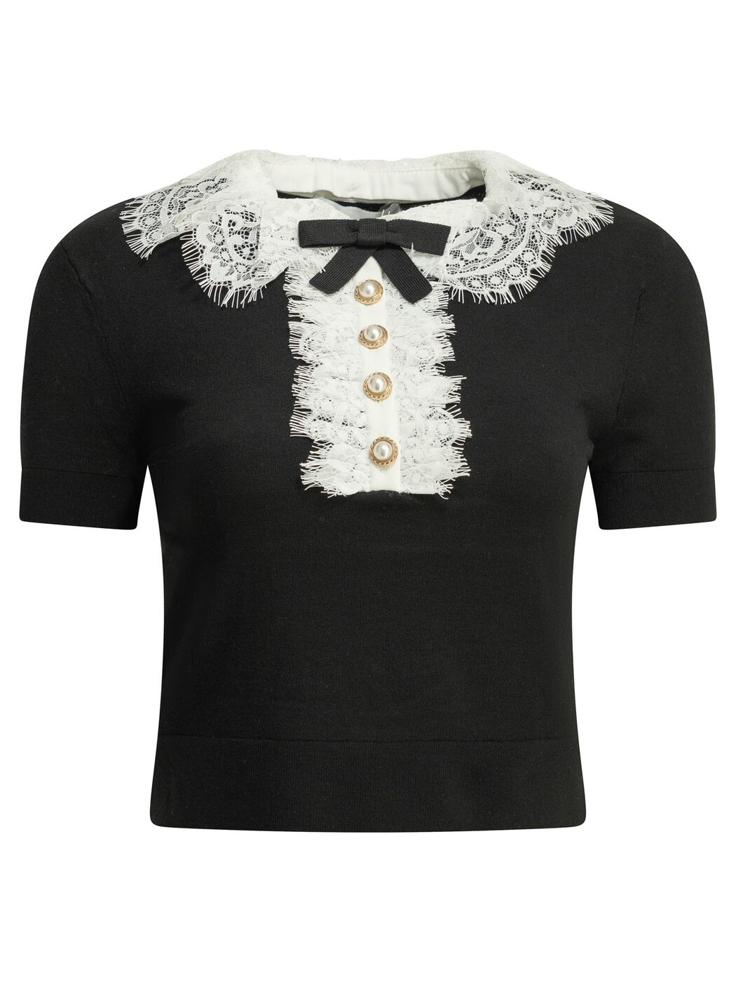 セルフ ポートレート SELF PORTRAIT セーター ニットウェア レディース ブラック Knitwear Sweater with lace collar PF26-134T-BBLACK Black 関税 送料無料 2026AW vi｜BRANDSHOP「il Tesoro」