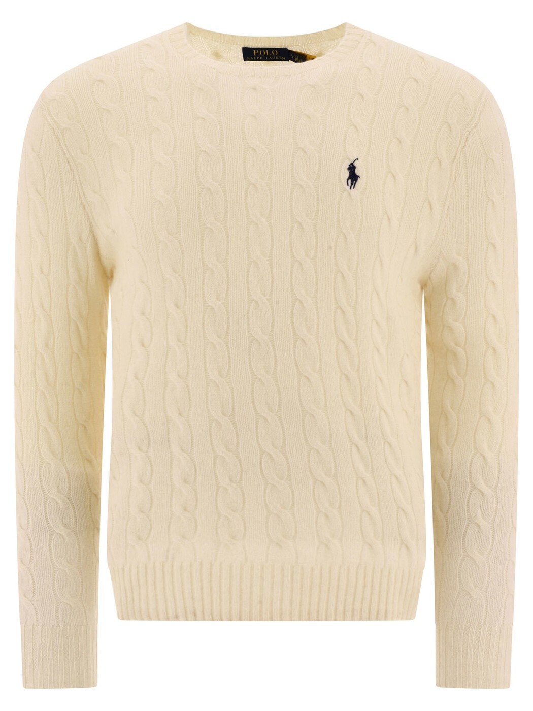 ポロ ラルフ 置き目レン POLO RALPH LAUREN プルオーバー 編み物御召しもの メンズ 白いこと Knitwear Wool and cashmere crewneck sweater with logo 710876762010ANDOVER CREAM White 関税 貨物輸送無料 2025AW vi