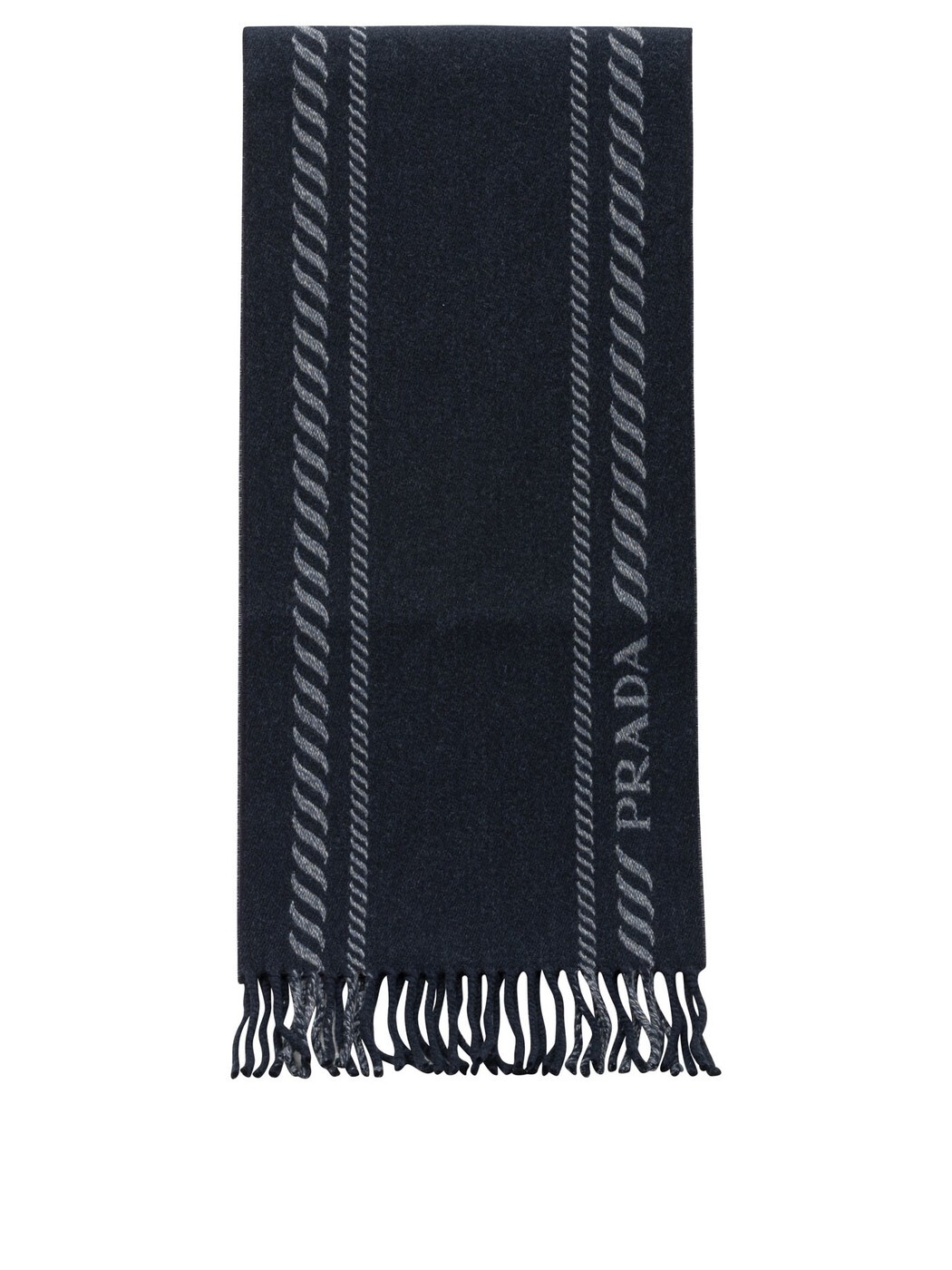プラダ PRADA 先端技術付属物 流行り物小物 メンズ 青碧 Hi-Tech Accessories Wool and cashmere fringed scarf 2FS1142HJ5F0008 Blue 関税 貨物輸送無料 2026AW vi