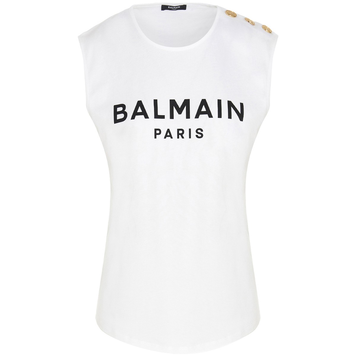 買物 BALMAIN バルマン White Black Logo tank top トップス