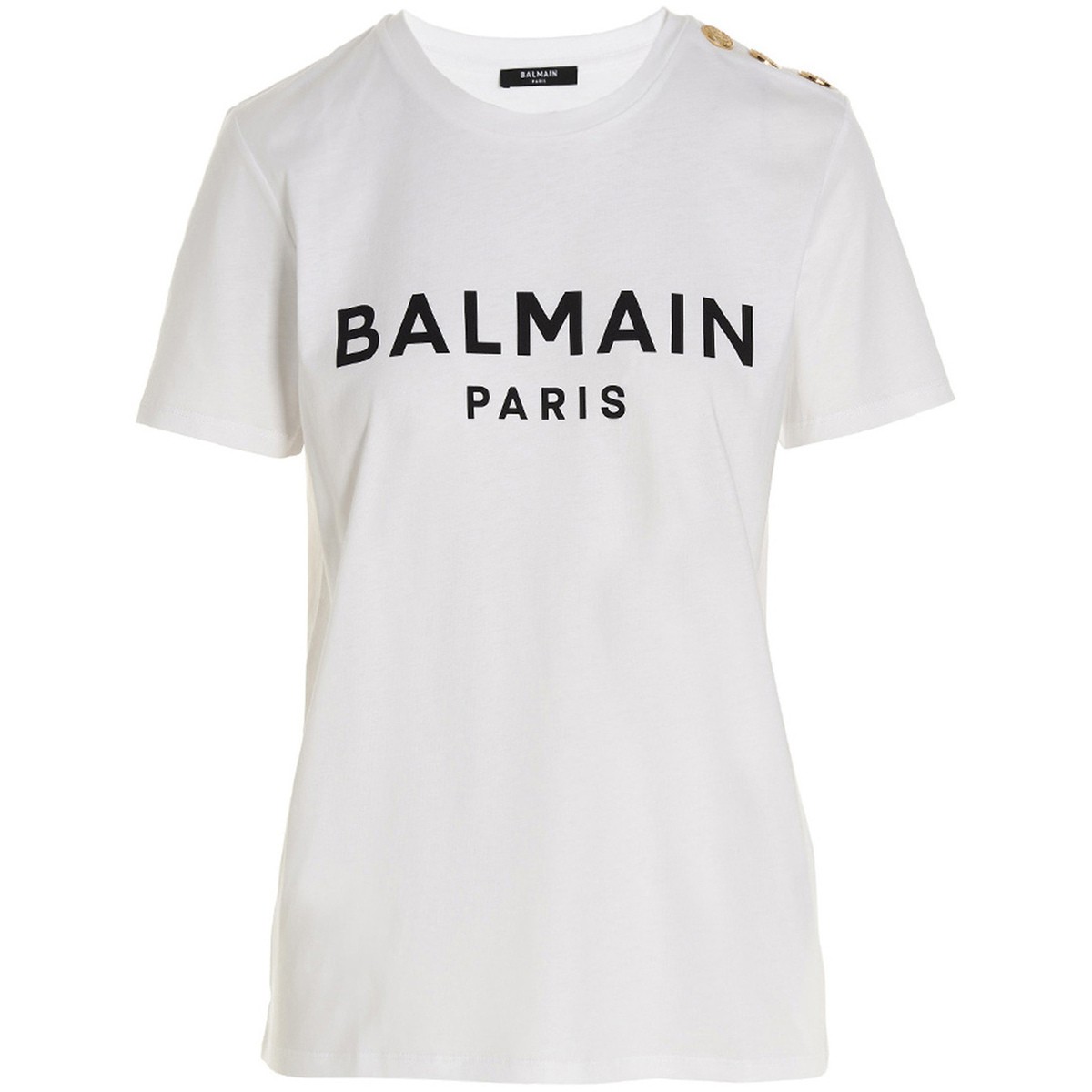 12月スーパーSALE BALMAIN バルマン White Black Logo print T-shirt T