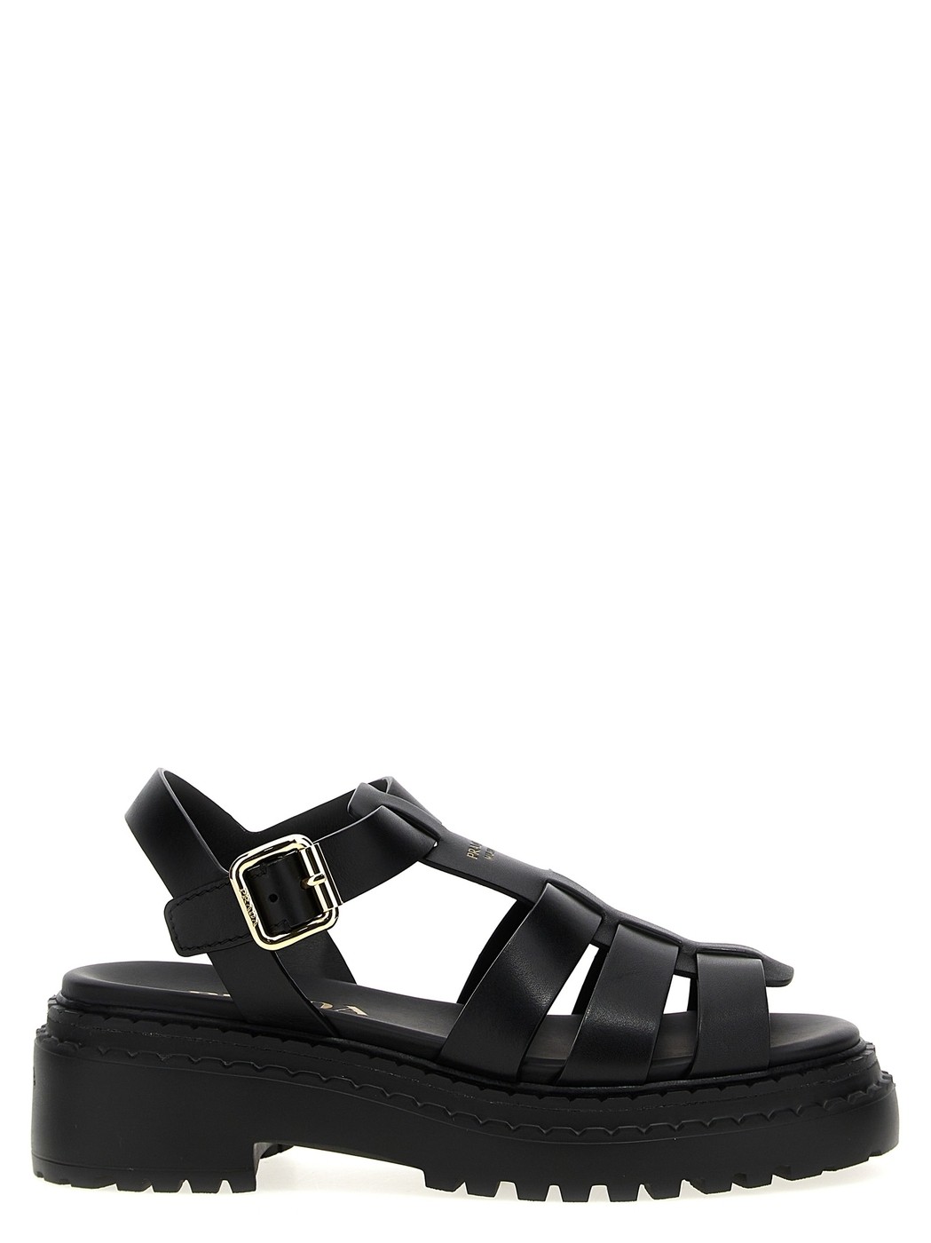 【PRADA】かぎ針編み フラットフォーム スライド★ブラック PRADA(プラダ) / クロシェフラットフォームスライドサンダル
