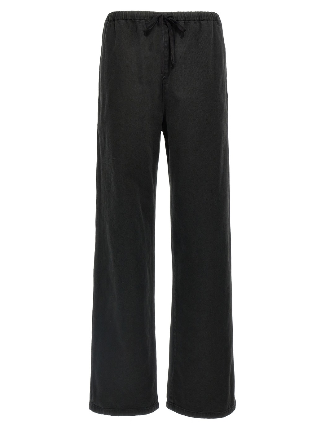 MM6 Maison Margiela ワイドレッグパンツ ブラック MM6 Maison Margiela: ブラック ワイドレッグ スウェットパンツ