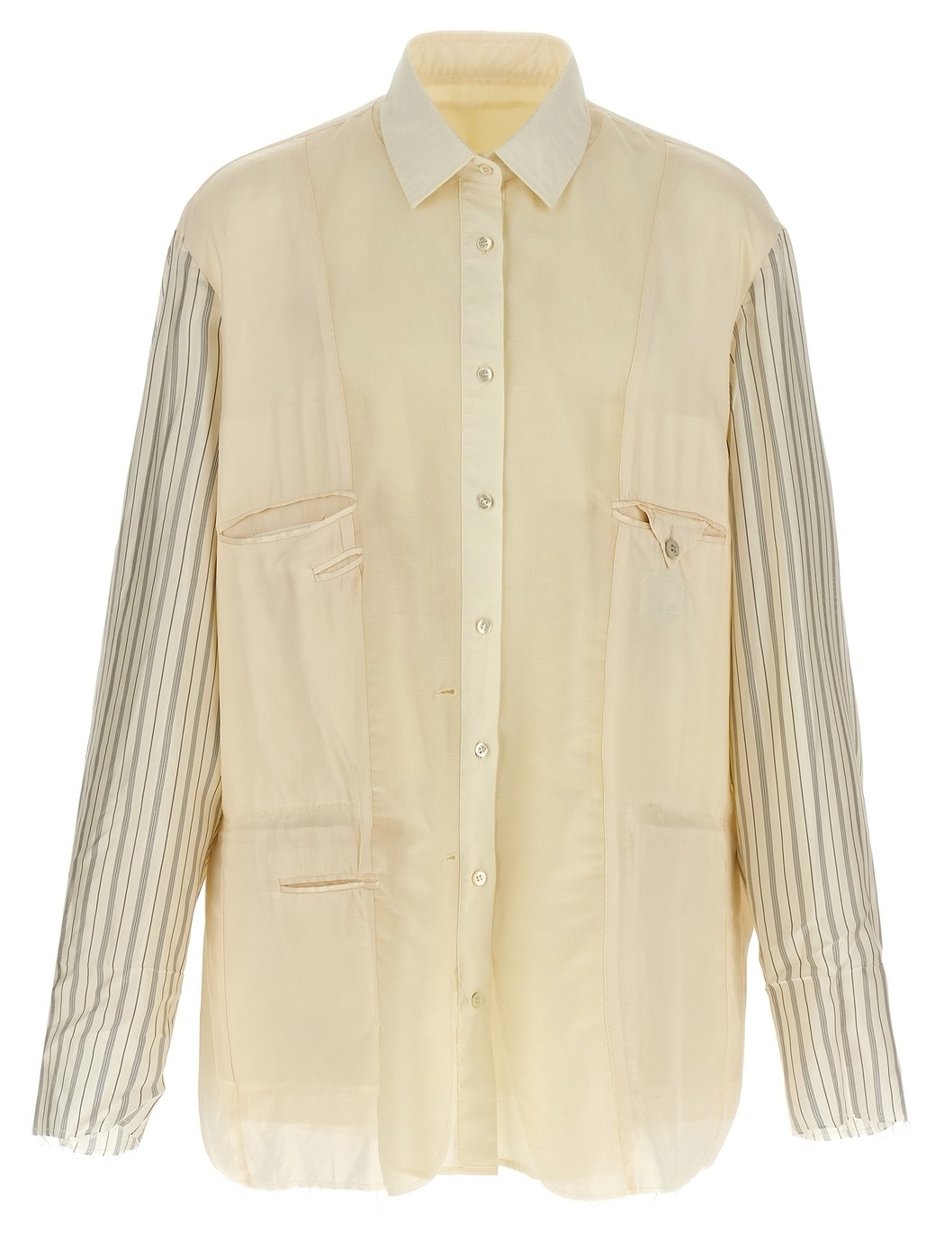 ア*ト様 メゾンマルジェラ ストライプ パデットシャツ40 メゾン マルジェラ Maison Margiela パデッドシャツ ネイビー