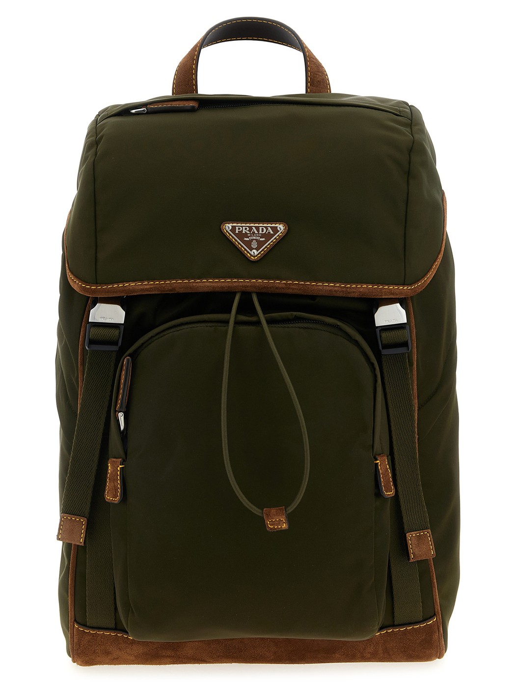 極美品☆　プラダ　レザー　ナイロン　切り替え　リュック　ベルト　ダブルポケット PRADA【入手困難】大人気 ☆ナイロンxレザー バックパック☆全色
