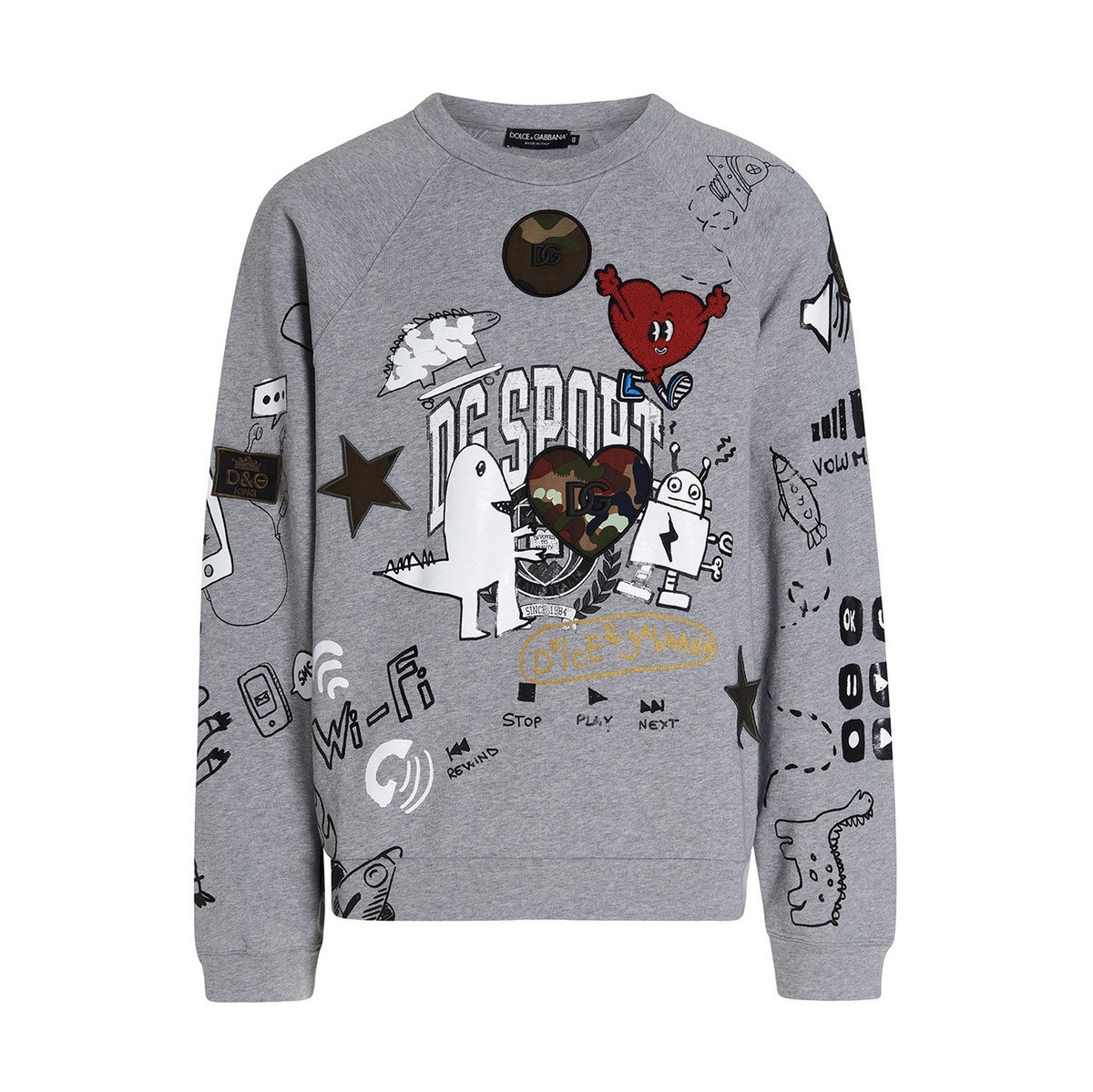 Dolce Gabbana ドルチェ ガッバーナ Gray スウェット トレーナー Patch Sweatshirt Juメンズファッション トレーナー 関税 送料無料