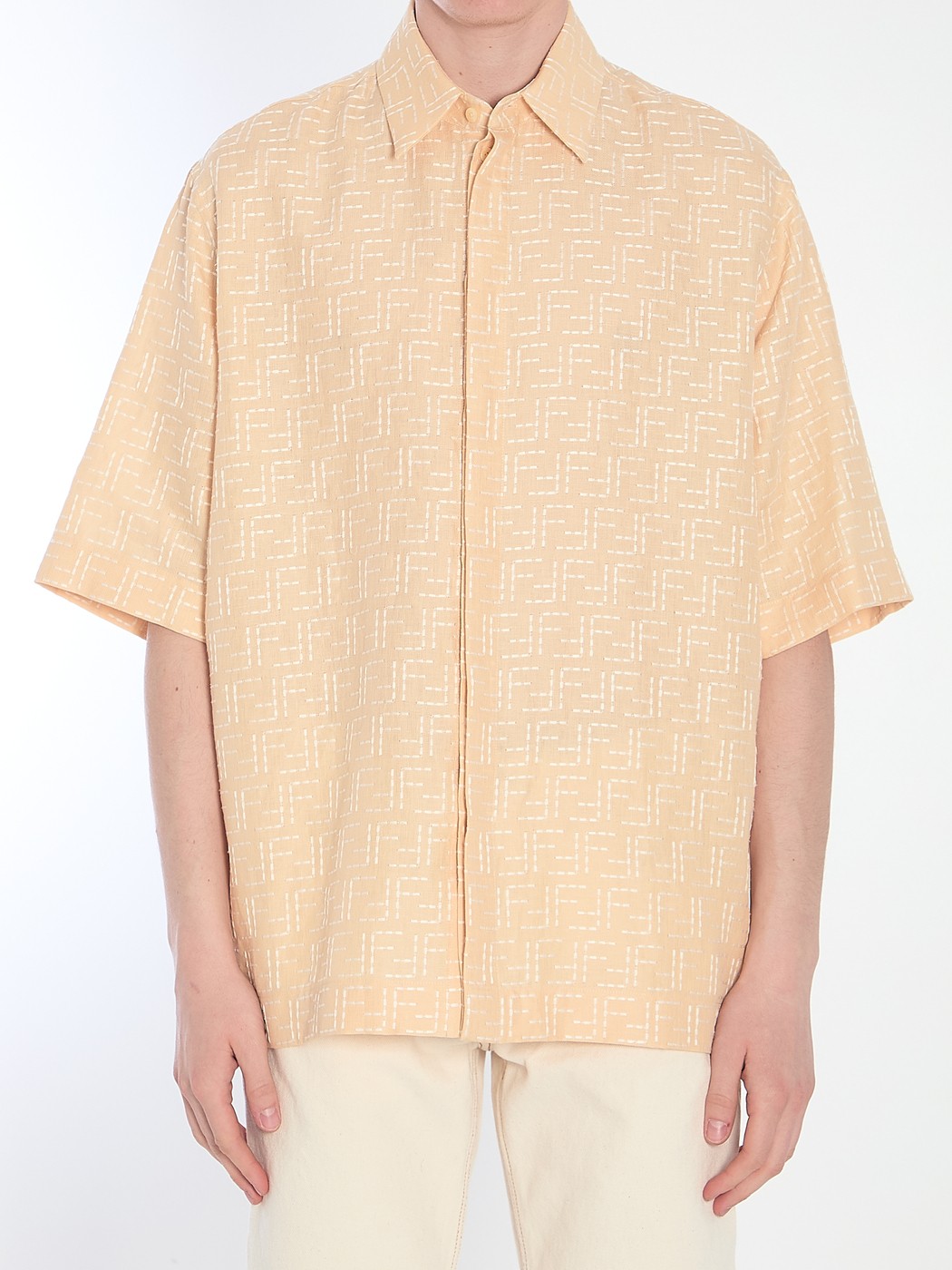 FENDACE フェンダーチェ シャツ シルク ブラック マルチカラー #36 バロック柄 FFロゴ 総柄 長袖 FENDI VERSACE 【未使用】 FENDACE フェンダーチェ シャツ シルク ブラック マルチカラー