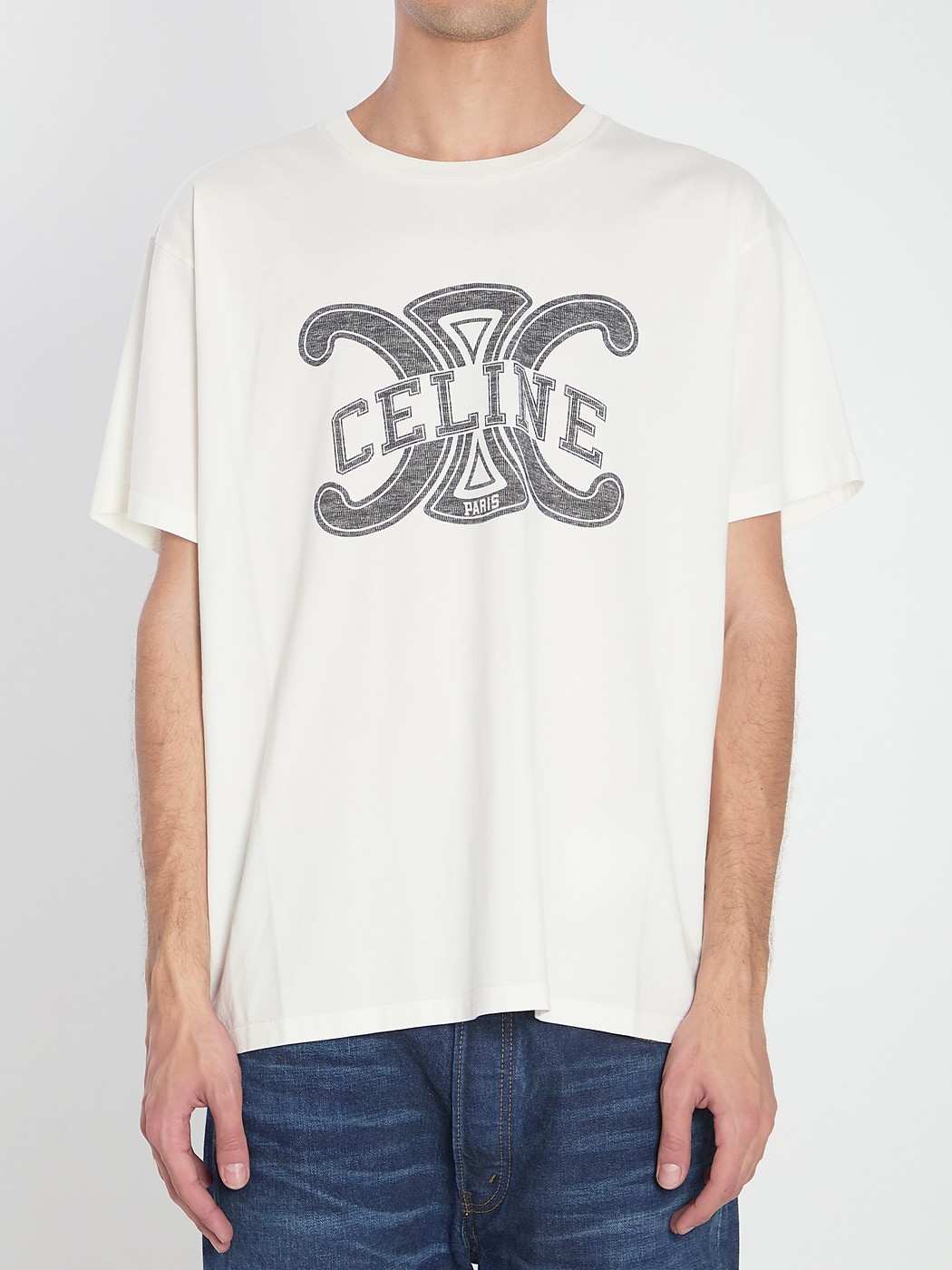 CELINE コットン レギュラー 半袖 ロゴ入り Tシャツ 関税送料込 関税込み【CELINE】コットンジャージーTシャツ (CELINE/Tシャツ