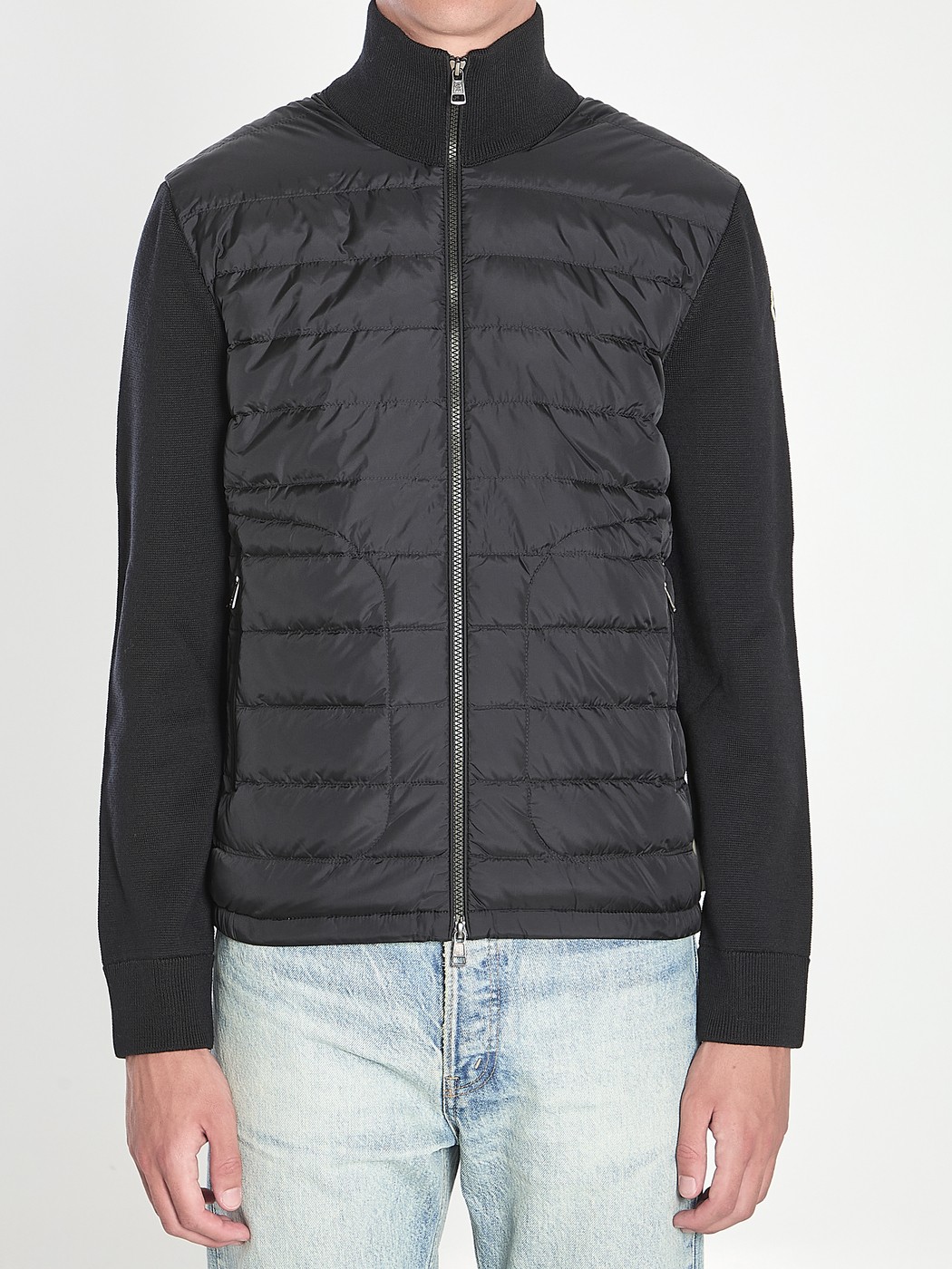 MONCLER 黒 セーター キルティング Moncler キルティングパネル カーディガン | ブルー | FARFETCH JP