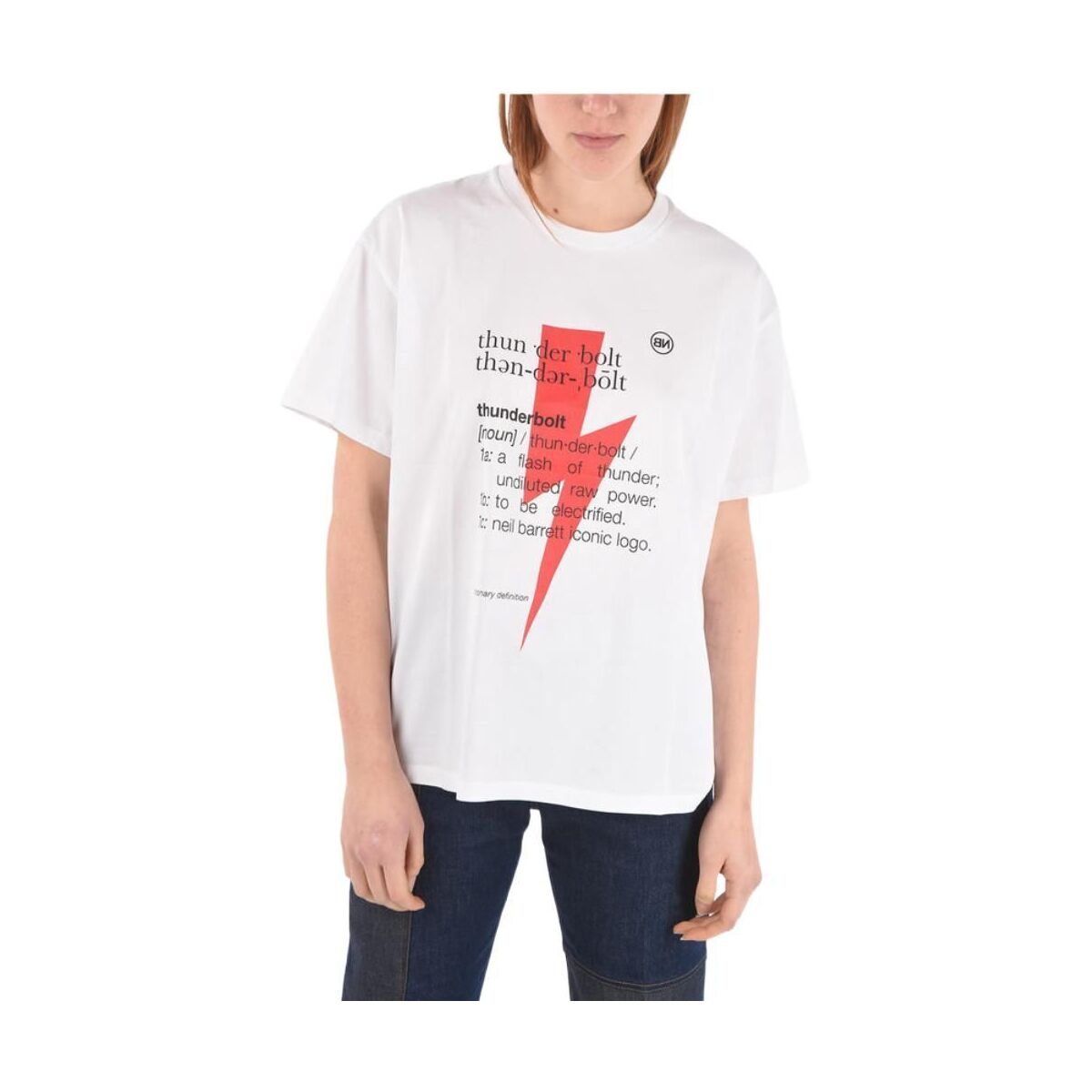 NEIL BARRETT ニールバレット WHITE Tシャツ レディース PNJT186SQ514S1116 mc