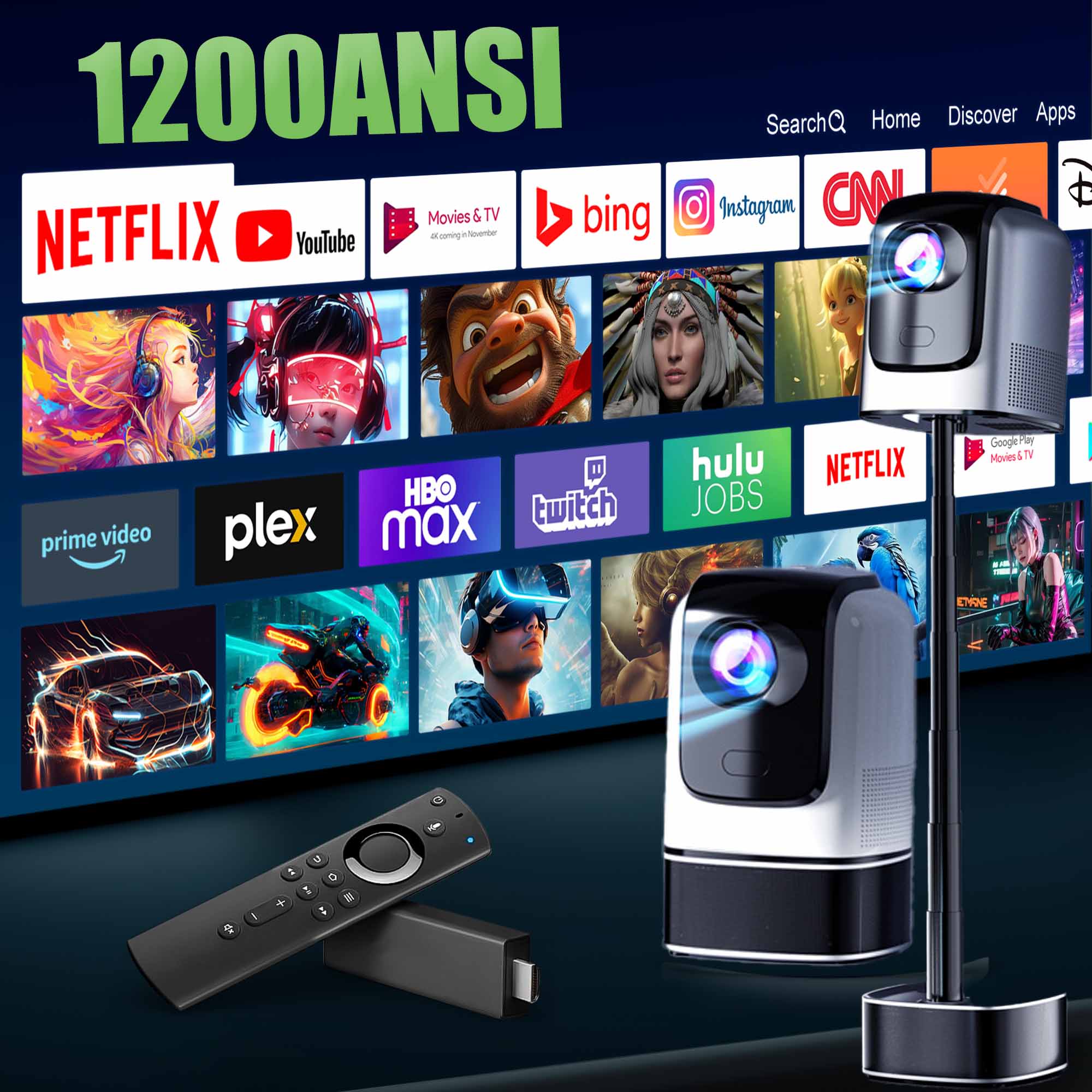 プロジェクター 家庭用 4K 1200ANSI 自動フォーカス 天井投影 HIFI内藏 小型 昇降可能 Netflix/YouTube 1080P ホームシアター 5G wi-fi 6 簡単設定 ホームシアター 子供 壁 コンパクト 無線接続 Bluetooth HDMIケーブル・リモコン付属|couragestore