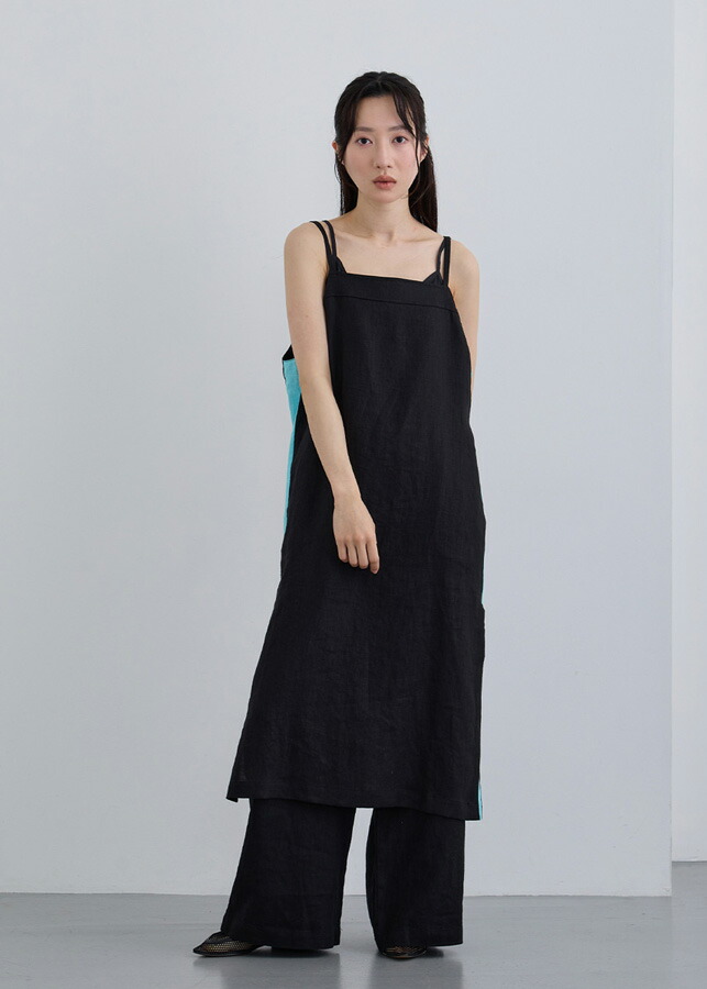 【SALE50%OFF】【2025Summer】【即納】【Femicite(フェミシテ)】リネン Iライン ワンピース レディース ノースリーブ ワンピ ロング丈 スカート 麻 サイド ライン 縦長 カジュアル スタイリッシュ シルエット モード ミリタリー アースカラー|Cour Carre an
