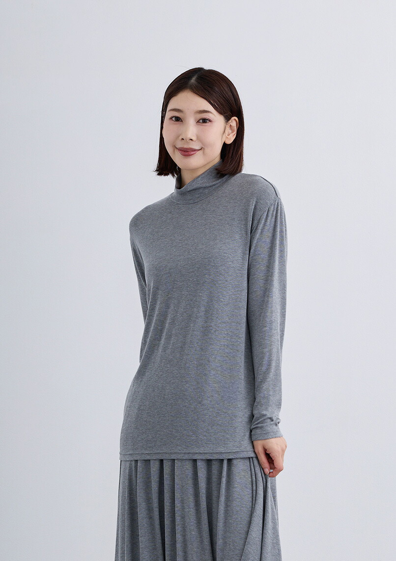【2026Spring】【即納】【Femicite(フェミシテ)】テンセルウール ハイネック カットソー レディース トップス ウール混 ジャージ素材 ハイネックカットソー【2026ss新作】カジュアル スタイリッシュ モード ミリタリー