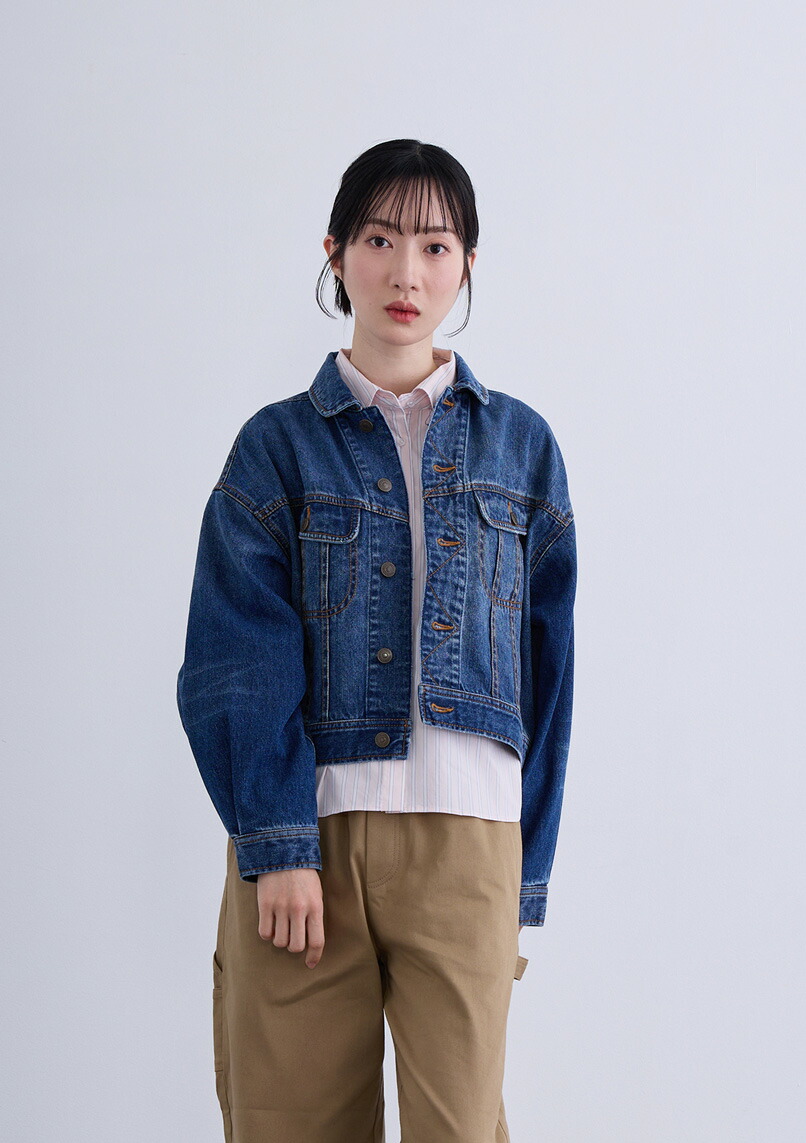 【2026Spring】【即納】【LUIS MARI(ルイ マリ)】クロップト デニム ジャケット レディース ヴィンテージ感 長袖 ボタンダウン ハンド ブリーチ 【2026ss新作】カジュアル 低身長 フレンチテイスト トレンド感 かわいい