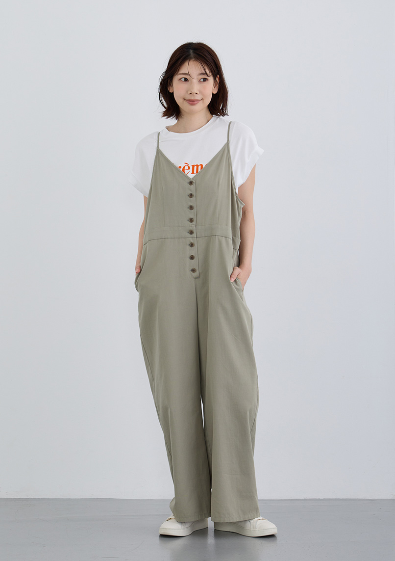 【SALE50%OFF】【即納】【LUIS MARI(ルイ マリ)】フロントボタンサロペット レディース ワンピース ロングパンツ ボタンダウン ボトムス春 夏 【新作】カジュアル 低身長 フレンチテイスト トレンド感 かわいい フェミニン|Cour Carre an