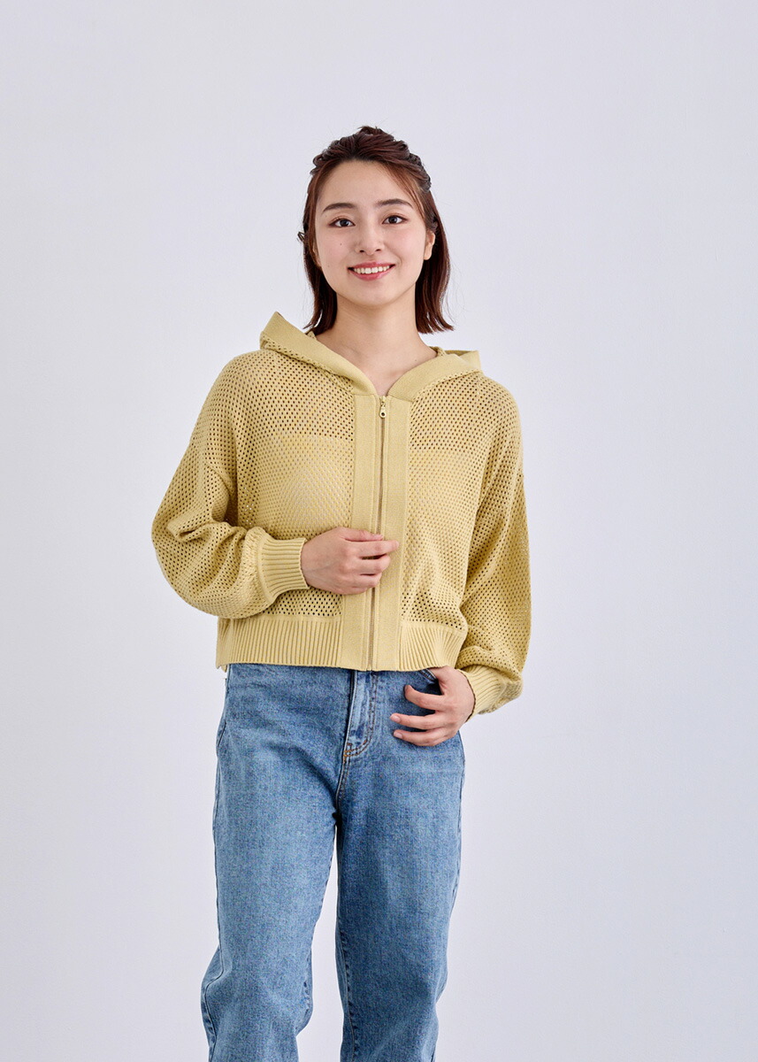 【SALE50%OFF】【2025Autumn】【即納】【LUIS MARI(ルイ マリ)】メッシュ ロゴ ニット パーカー レディース トップス ざっくり 長袖 ショート丈 通気性 羽織【2025aw新作】カジュアル 低身長 フレンチテイスト トレンド感 かわいい フェミニン 10,032円